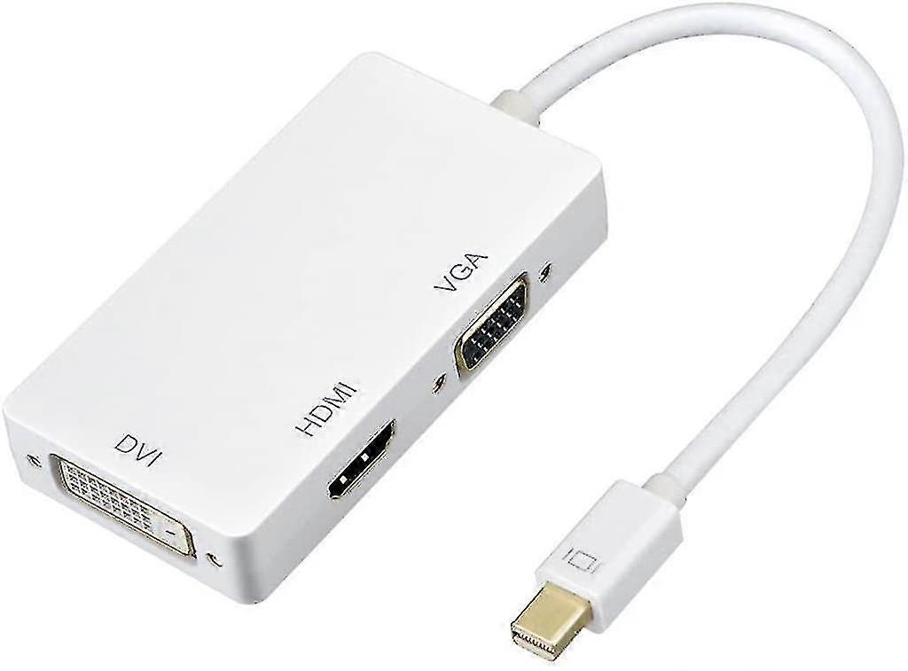 منفذ ثندربولت صغير 3 في 1 لمحول HDMI Dvi Vga أبيض