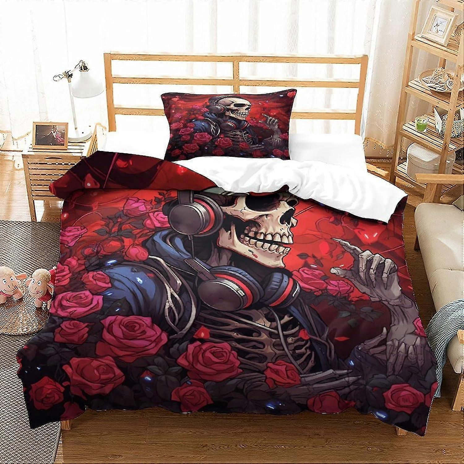 o4103 Bed Sheets  Human Skeleton Bedding Sets Duvet Cover Game Controller Bed Set Collction for Teens Girls Boys Without Comforter Sheet Single Bed Sh