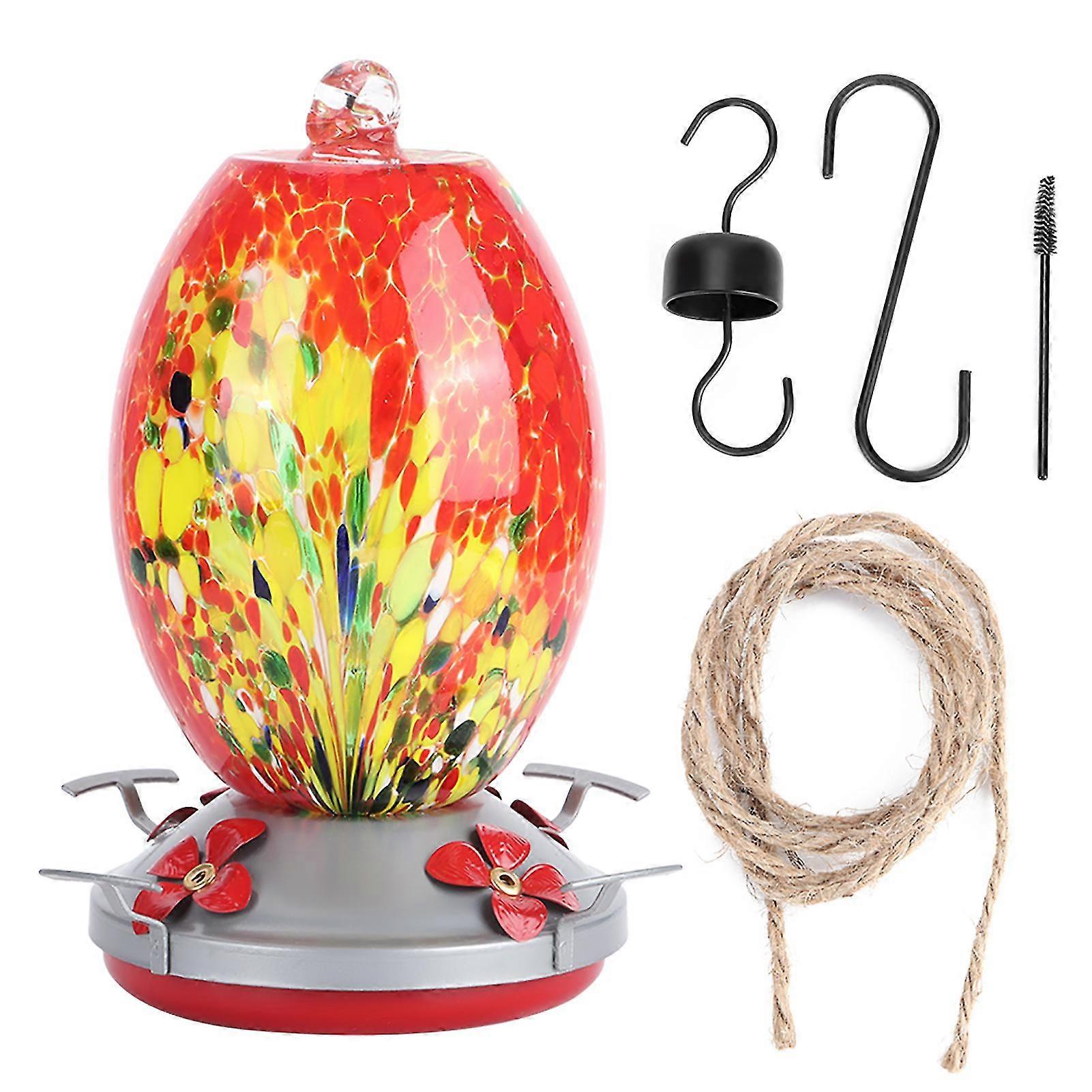 Glass Hummingbird Water Feeder for Garden, 21.5x3.9x4.3 in, Q1 Bird Feeder with Perch and Ant Moat, Squirrel Proof