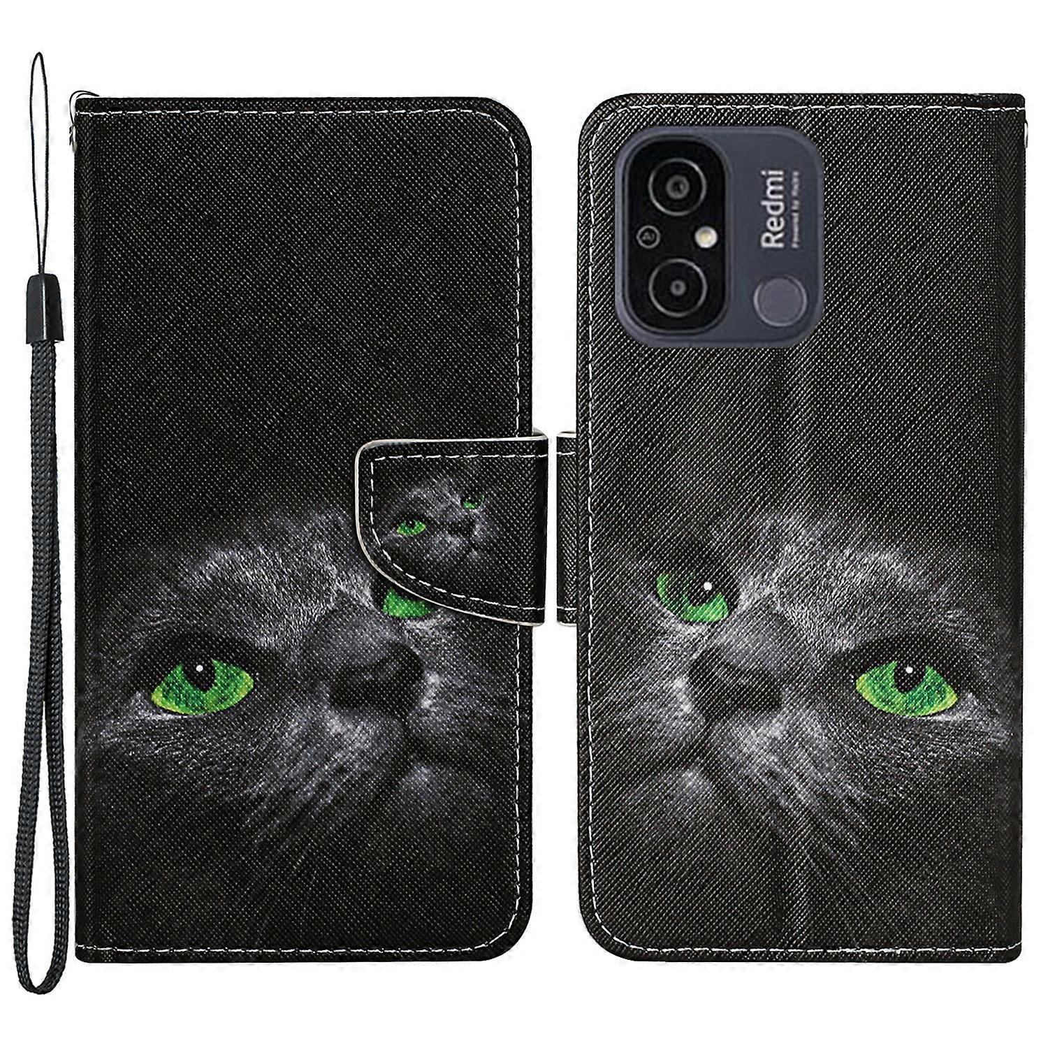 For Xiaomi Redmi 12C 4G PU Leather Flip Phone Case Pattern Printing Stand Wrist Strap Wallet Cover