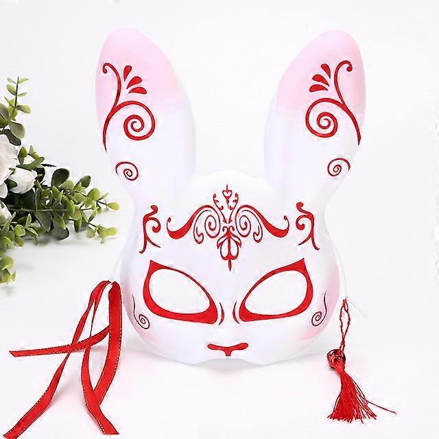 Japanese Style Full Face Masks Fox Mask with Tassels Bell Non-toxic Cosplay Hand Painted Costumes Props Accessories