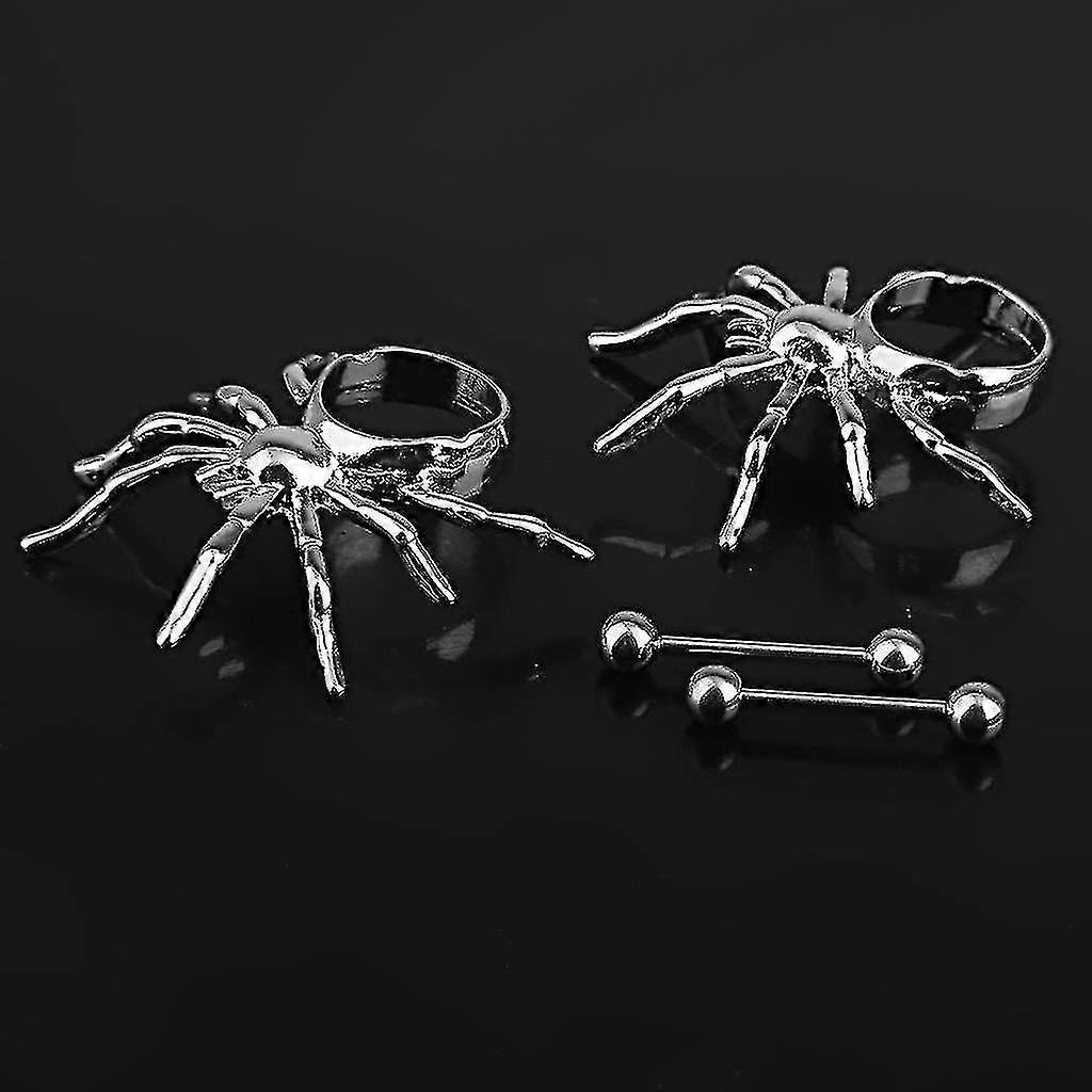 14g rustfritt stål sølv edderkoppform brystvorten ring kroppen piercing banmo
