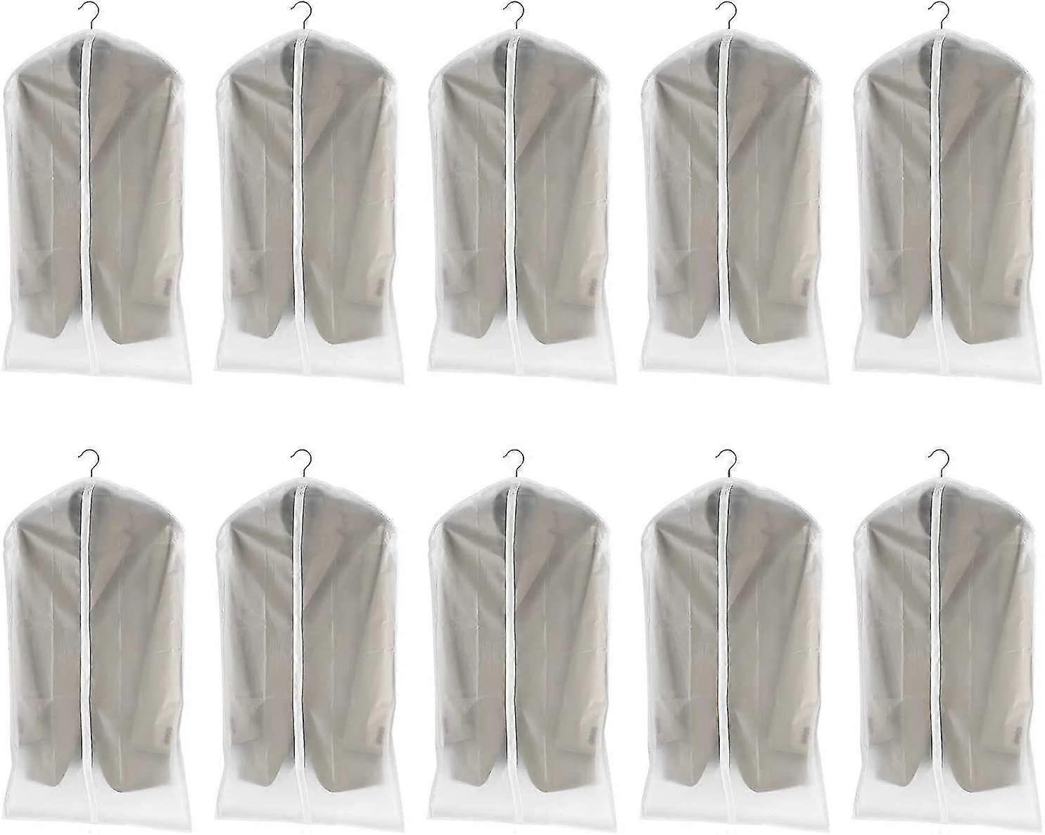 Garment Covers Pack Of 10 Garment Covers With Zipper, 60 X 100 Cm, Transparent, Breathable For Dresses And Suits