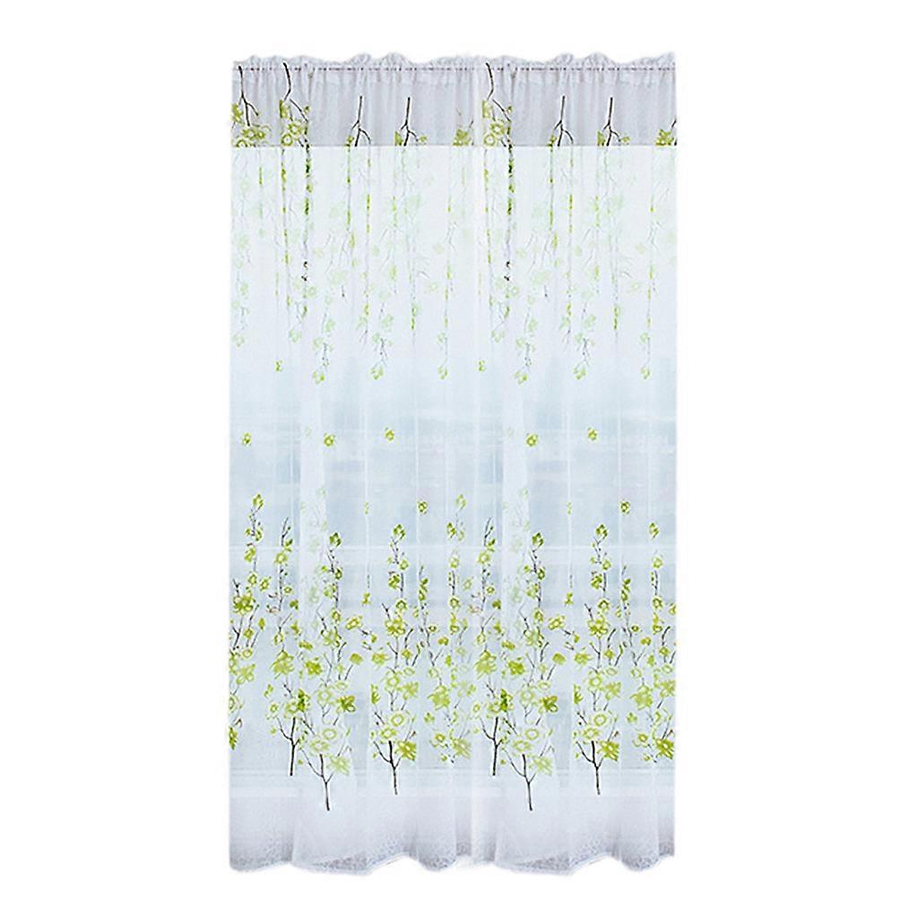 Green blackout curtains Trees Sheer Curtain Window Voile Drape Valance Fabric