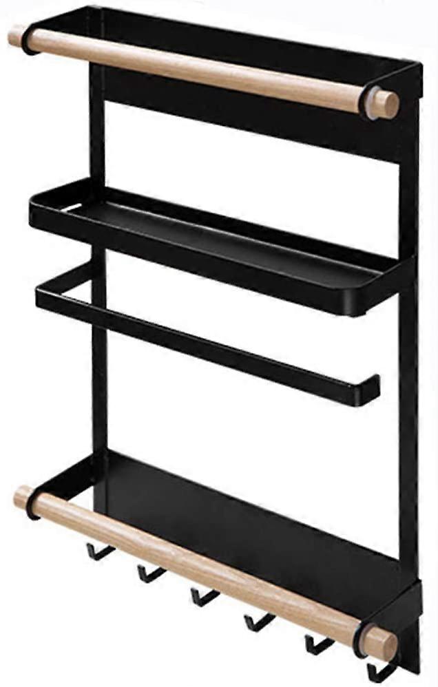 Hanging Shelf Shelf Refrigerator Storage with Suction Cups Spice Rack Wall Shelf Kitchen Storage Spice Shelf Freestanding Herbs (Black)