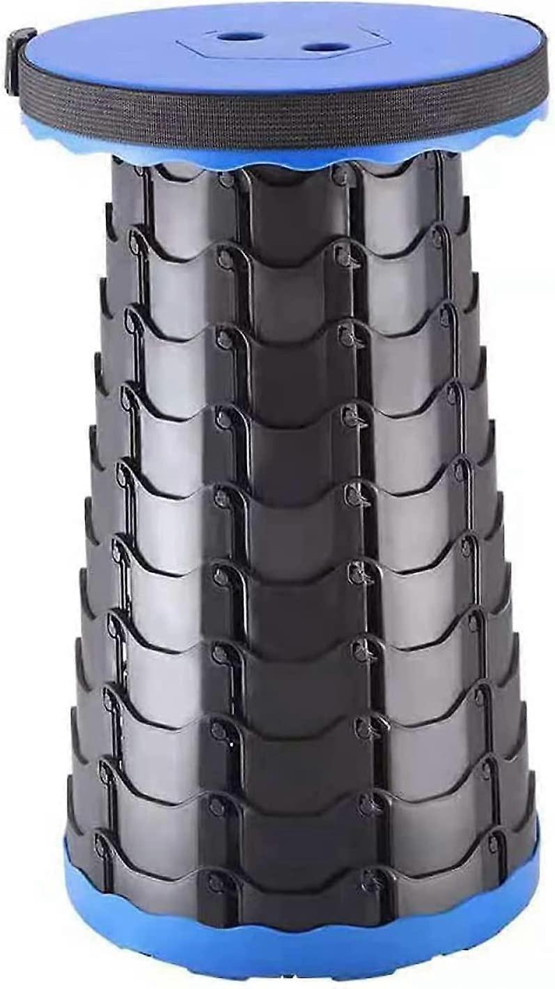 Portable Folding Chair Stool, Adjustable Height Telescopic Stool, Suitable for Camping, Fishing, Barbecue (Blue)