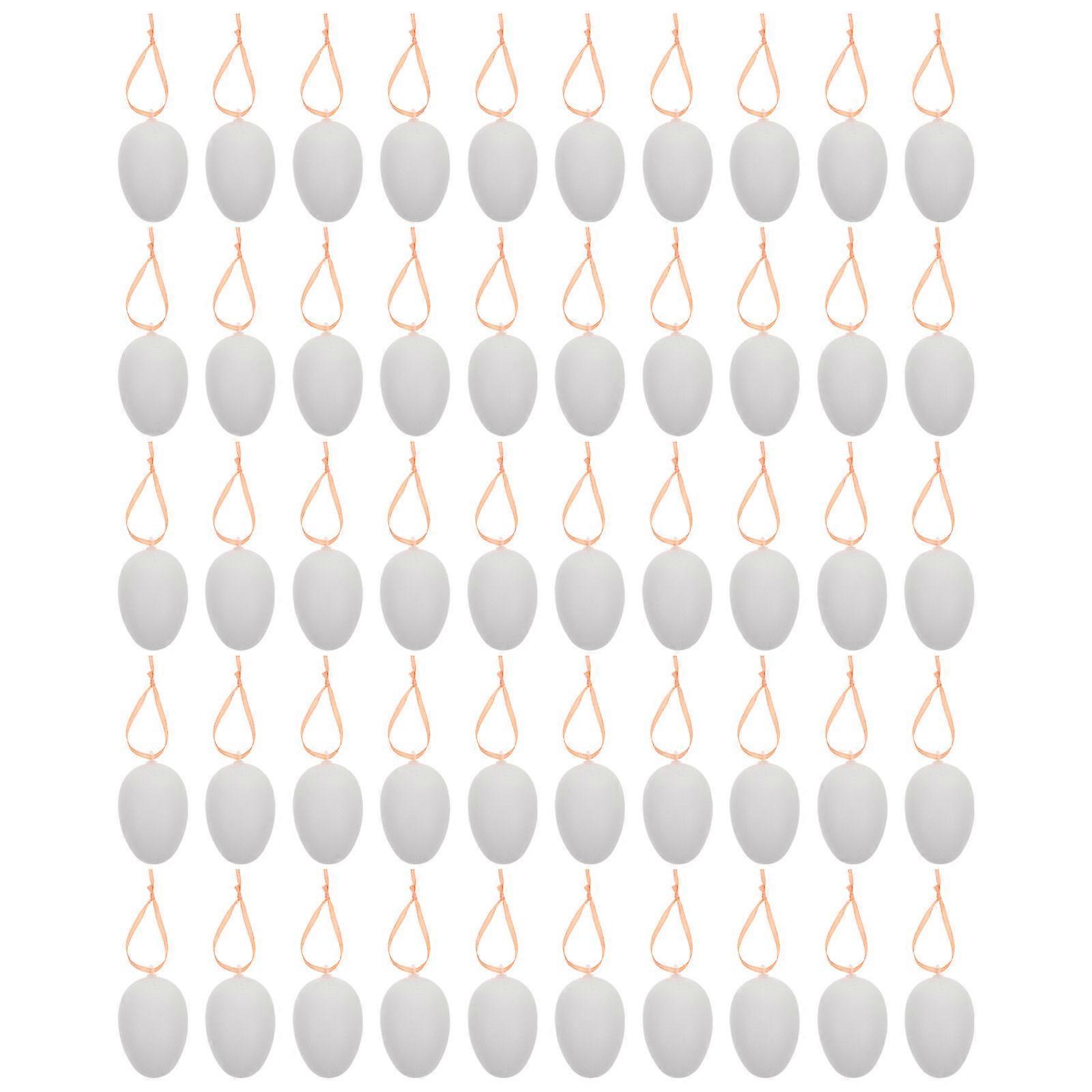 50pcs Easter Egg Decors Easter Party DIY Hand-painted Eggs Pendent Hanging Decor