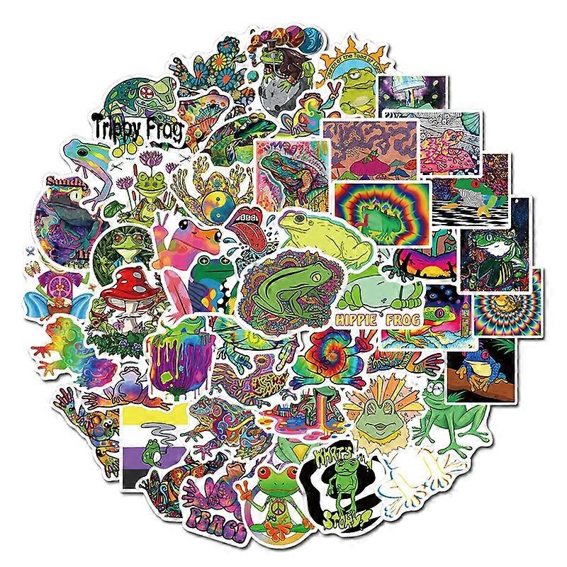 50Pcs Graffiti Stickers Frogs Pattern Multi-Function PVC Pencil-box Stationery Decals for Wall JIKAIX