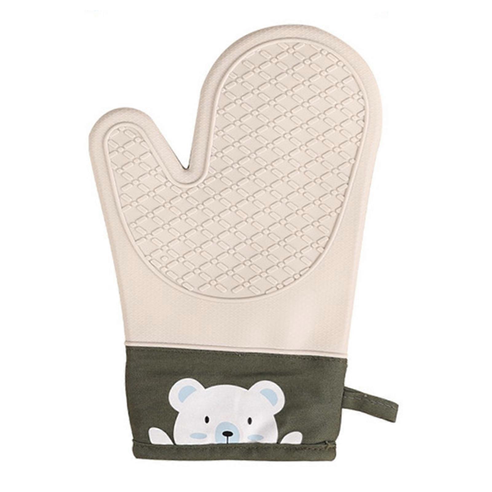 1Pc Non-Slip Silicone Insulation Gloves Thickened Double-layer High-Temperature Resistant Baking Cooking Gloves Jikaixiang