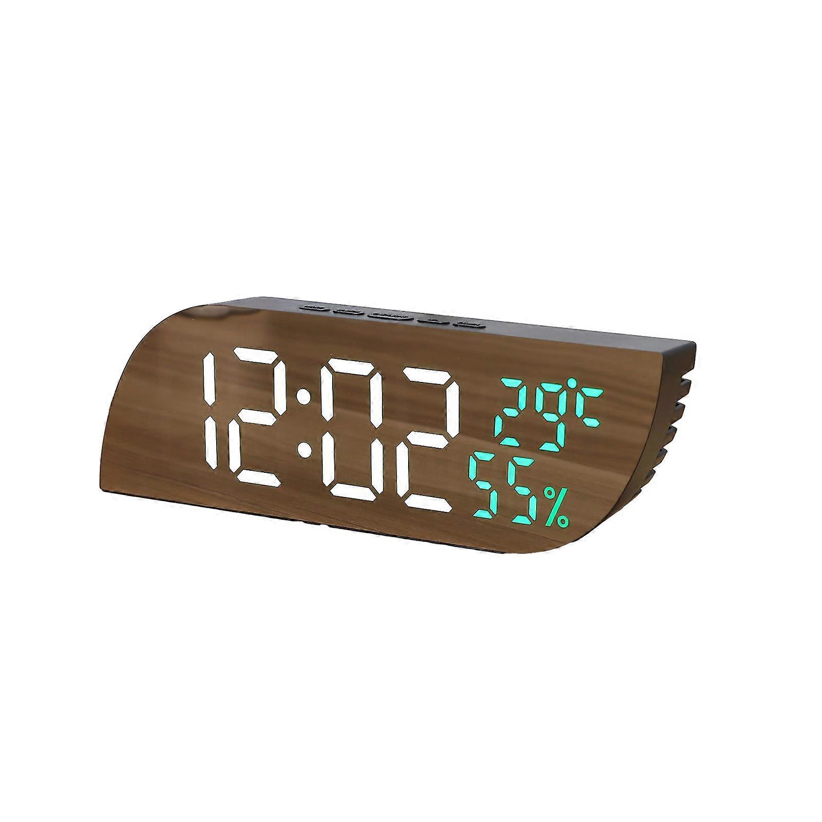 LED Mirrored Digital Alarm Clock with Large Display Auto Dim Alarm Snooze Function Desktop Electronic Clock Bedroom Home Office Decor QingHai