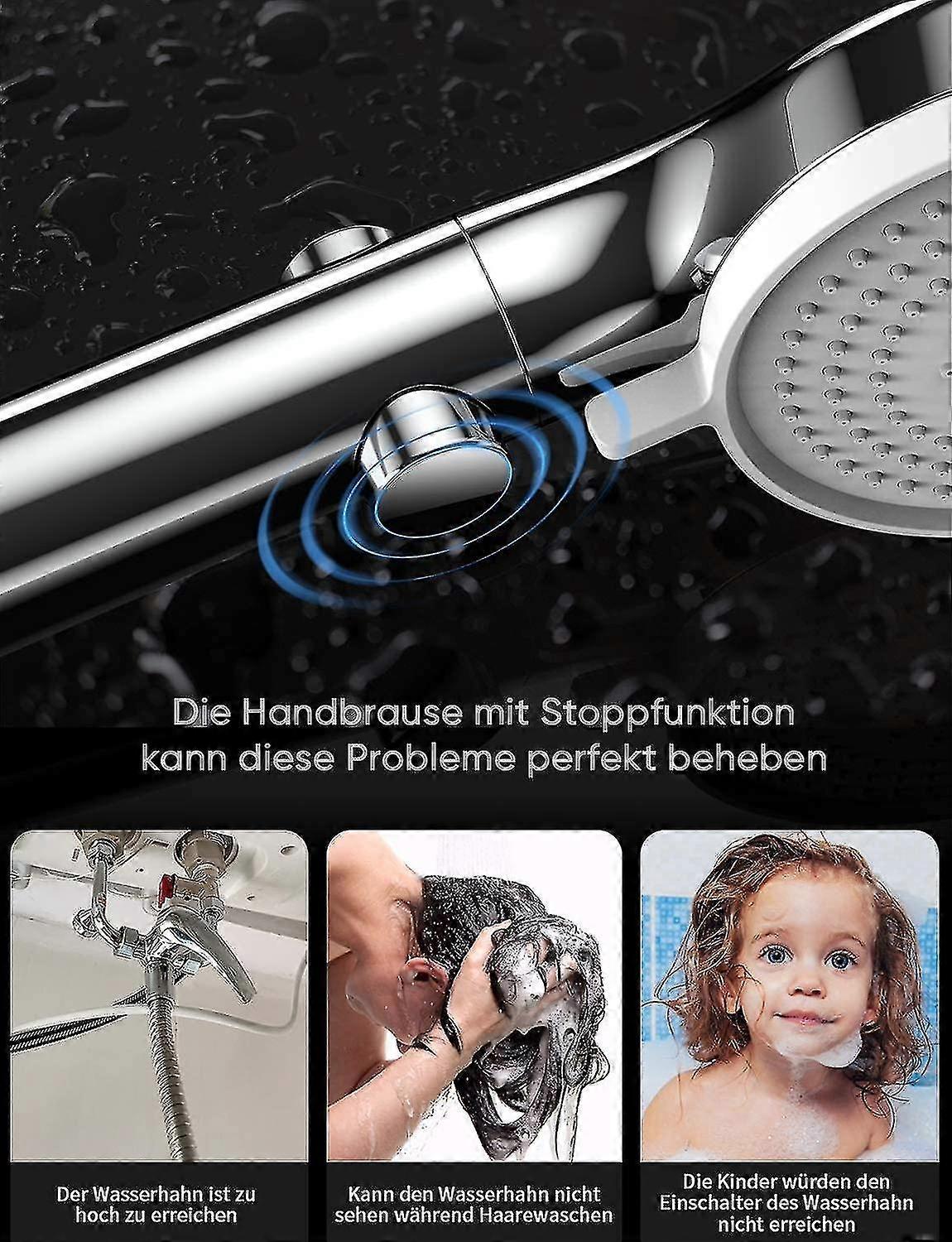 Duschkopf, Hochdruck-Handbrause, Hochdruckstrahl und -funktion, Universal-Duschkopf, Chrom