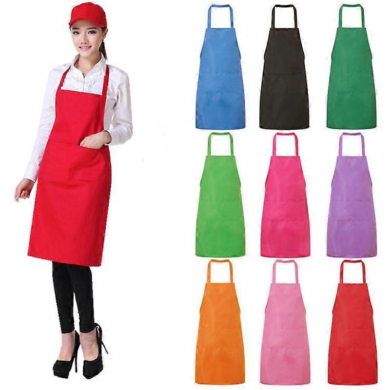 ソリッドカラー防水エプロンポケット付きキッチンレストランクッキングショップ絵画エプロンウェイターエプロン美容師エプロンホーム
