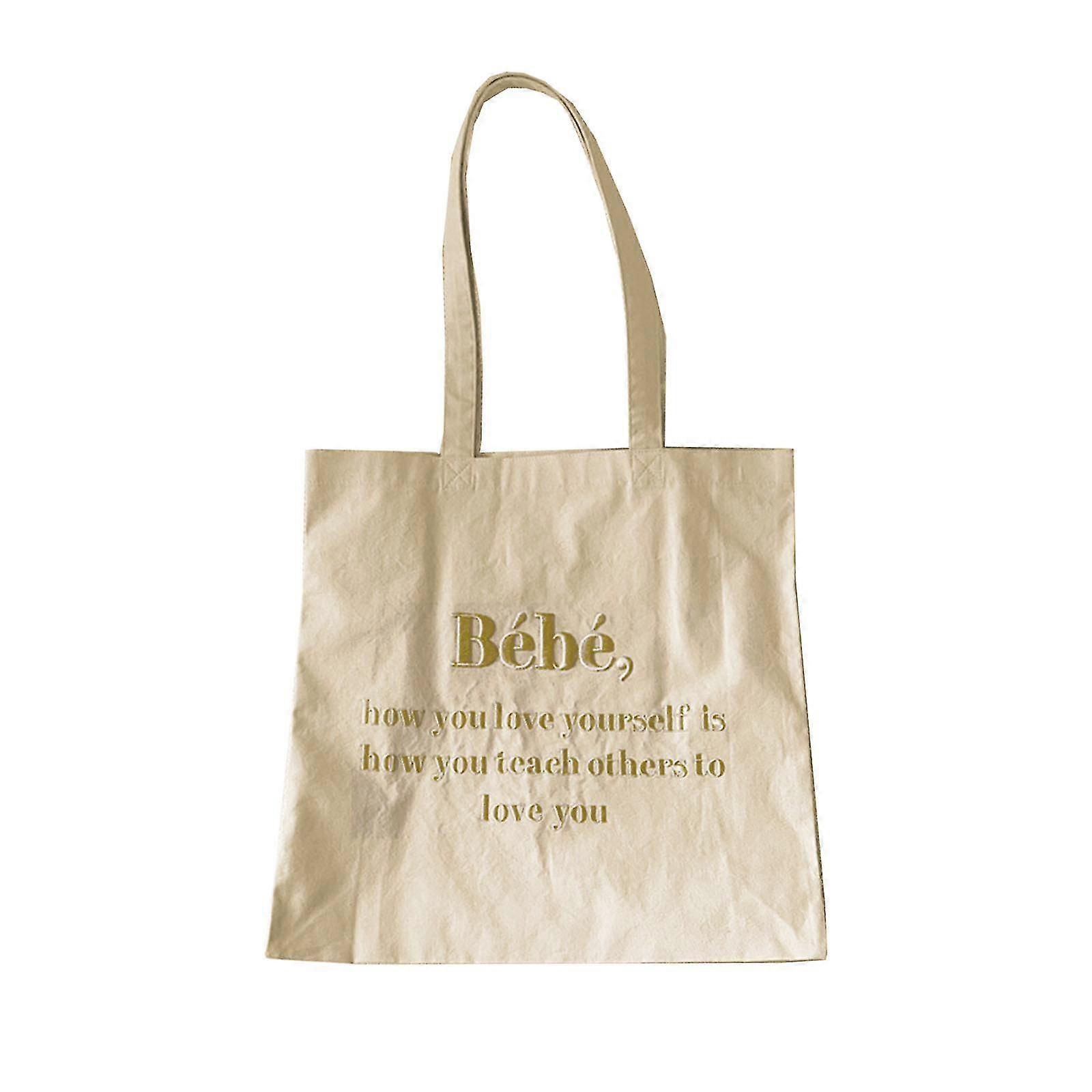 Macaron Color Handbag For Bebe Letter Embroidered Canvas Bag Shoulder Bag For Fe