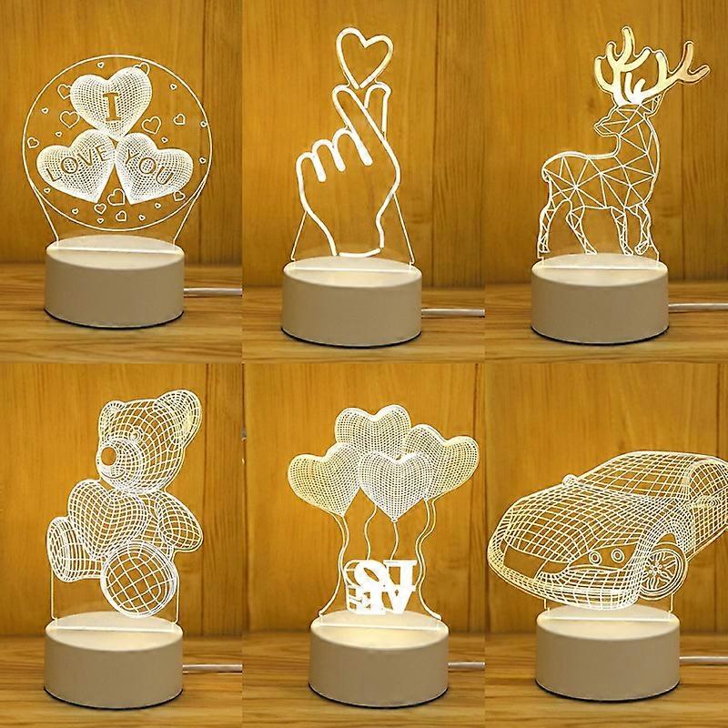 3D Night Light Smart Home USB Desk Lamp Creative Electronic Led Light-3 Color Light