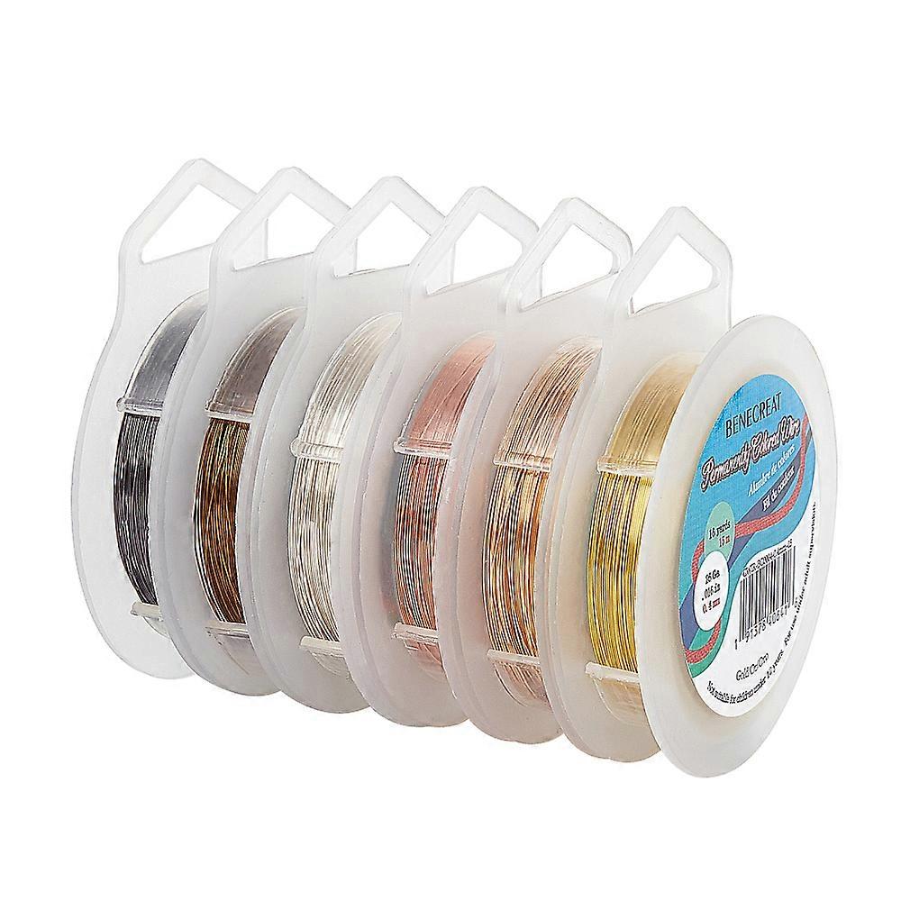 1Set Round Copper Wire for Jewelry Making Mixed Color 0.4mm 49.21 Feet(15m)/roll 6 colors 1roll/color 6 rolls/set DIY