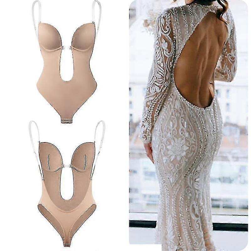 Women Plunging Deep V-neck Body Shaper Strapless Backless  Shapewear