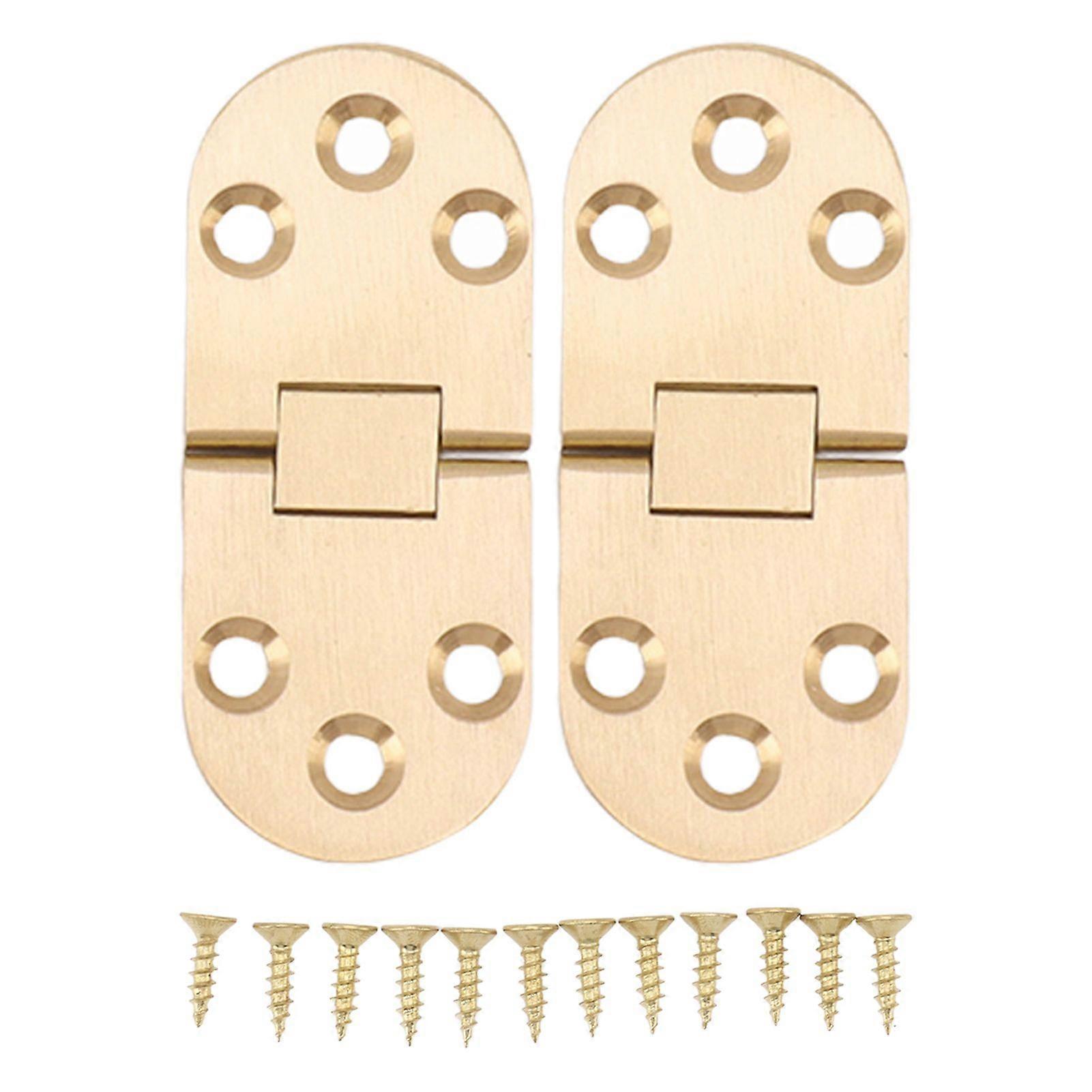 2 Sets Folding Flip Top Hinge Rustproof Round Edge 180 Degree Brass Flap Hinge with Screws for Folding Table Sewing Machine 2.0mm/0.08in