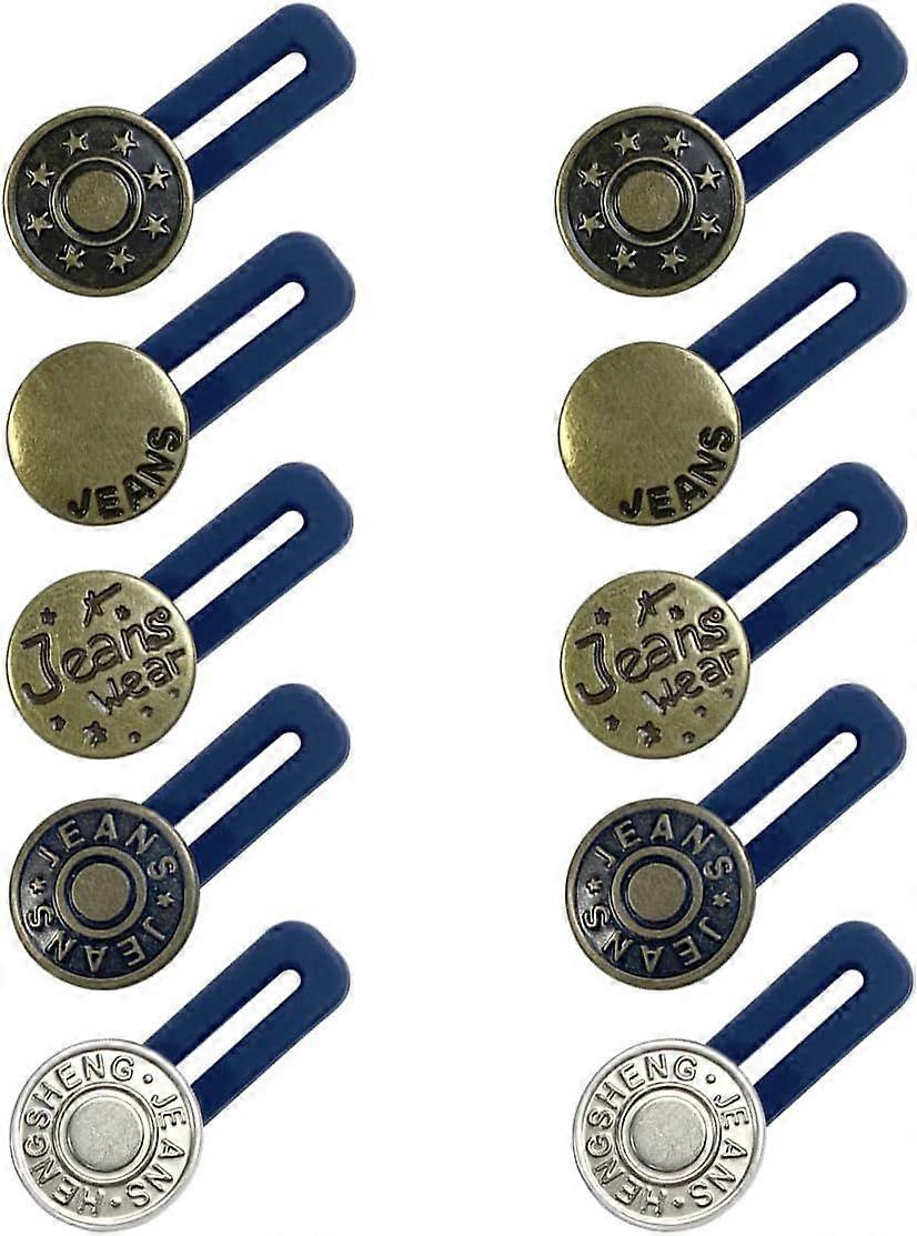 10 Pcs Extender Button, Flexible Adjustable Waist Elastic Extender Button, Invisible No-Sew Extend Buttons for Women & Men's Pants Jeans Skirts Suppli
