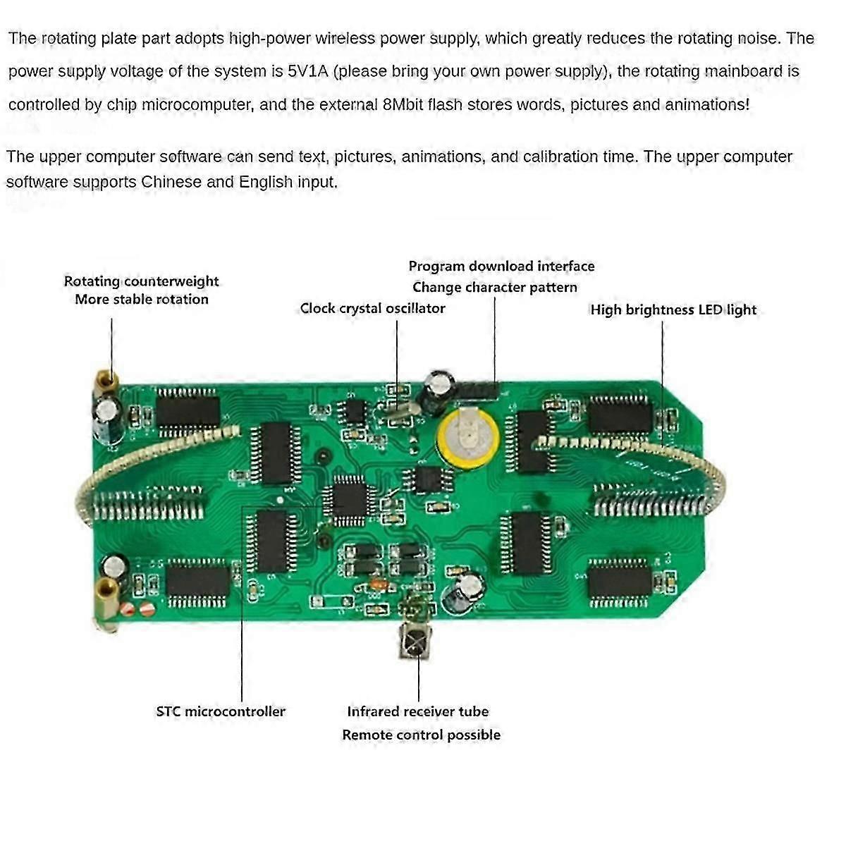 Dual Axis Spherical Rotating Led Kit Color Clock Display Remote Control Microcontroller Diy Electro