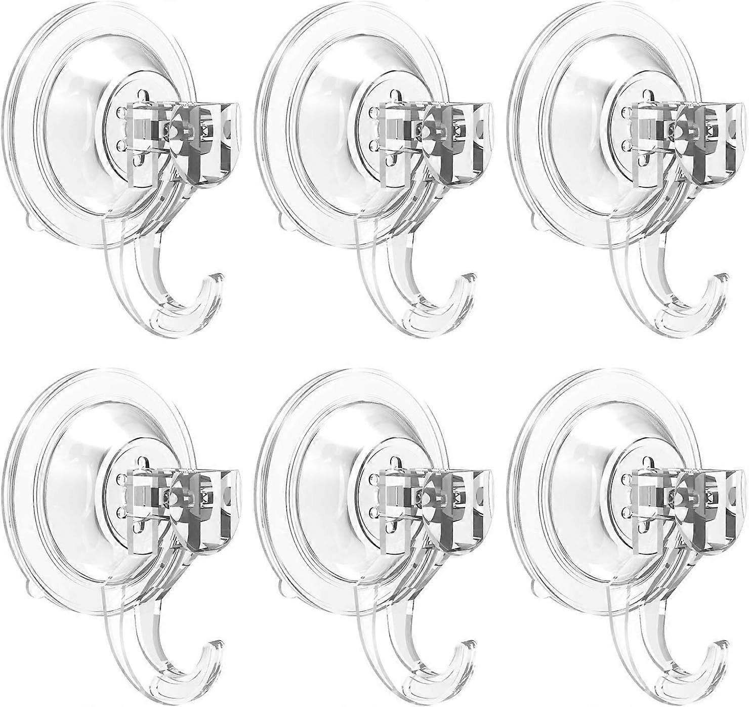 Transparent Suction Wall Hooks, Entryway Bathroom Kitchen Utensils (6 Pack)