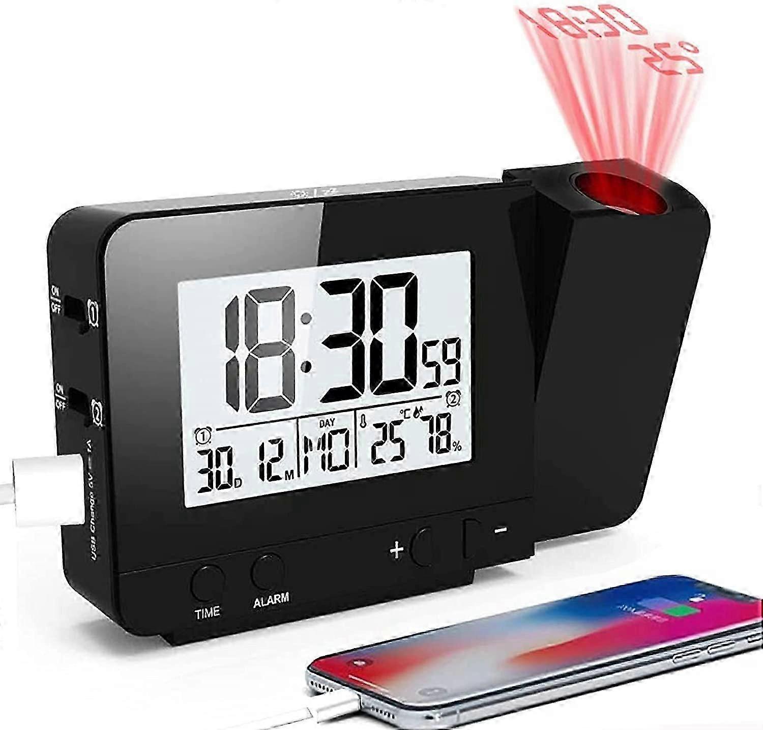 Projection Alarm Clock, Internal Temperature, Digital Alarm Clock