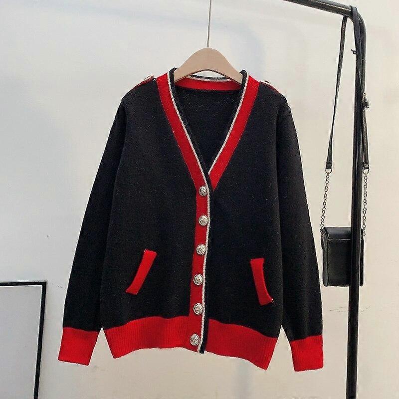 Frauen Gestrickte Strickjacken Herbst Winter Dame Pullover Langarm Gestreift Casual Weiblich Knopfleiste V-Ausschnitt