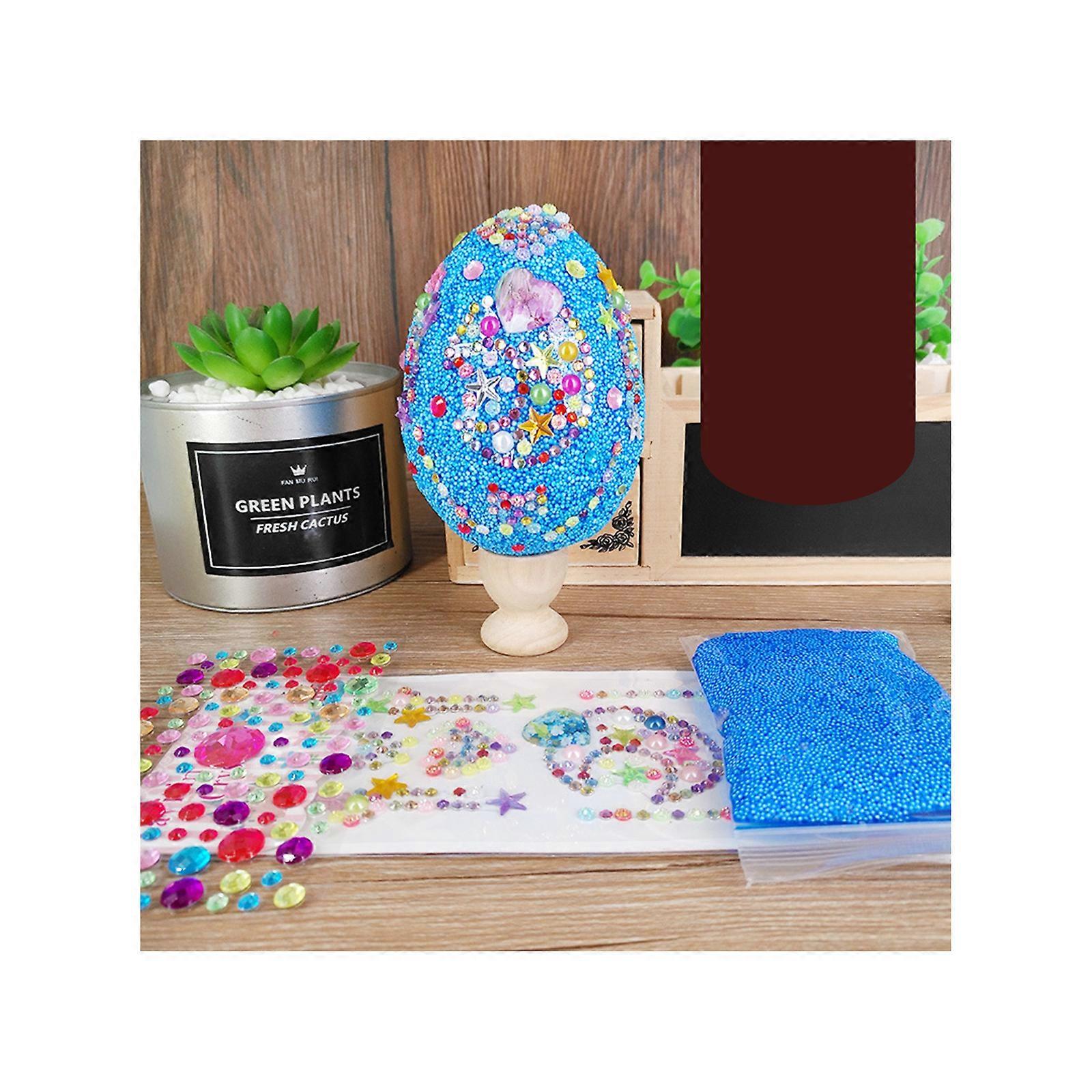 DIY Easter Diamond Egg Set Handmade Diamonds Crafts Material Kit Accessory for Children Kid Hand Making Training  Blue