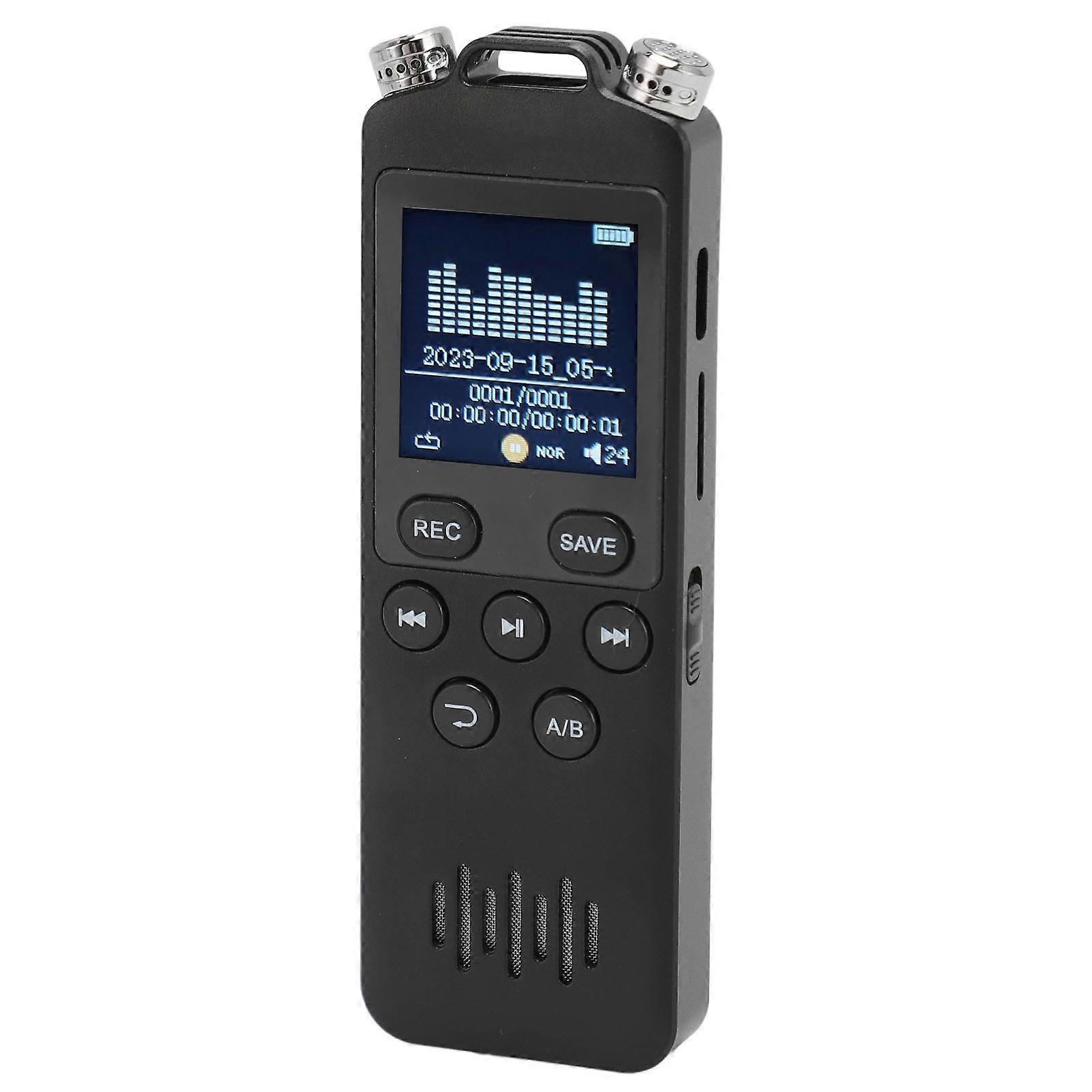 Voice Activated Recorder 1.44in Color Screen WAV MP3 Player Repeat Function 1536Kbps Digital Recorder for Meeting Interview 8GB