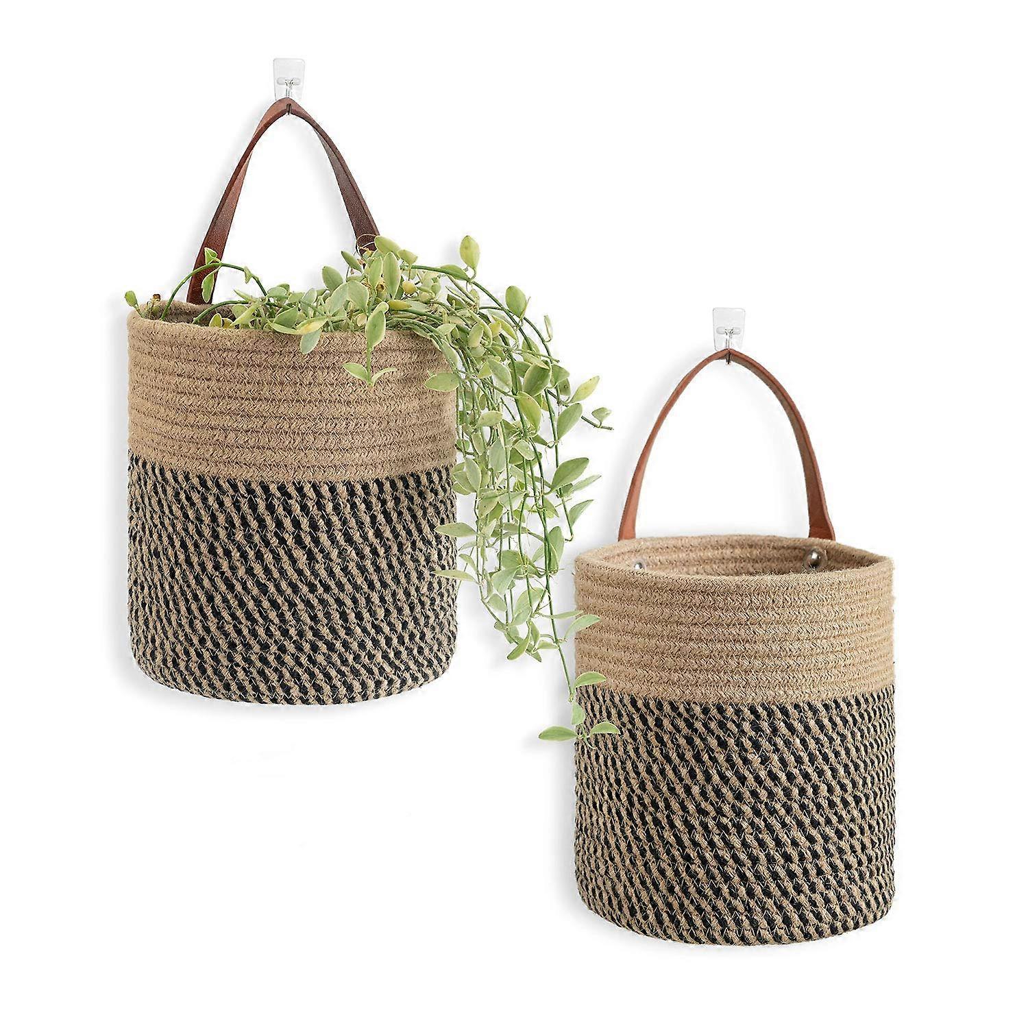 Small Hanging Baskets for Wall Hanging Flower Plants and Key Storage, 2 Pack, 7.87" x 7", Decorative Storage Solution