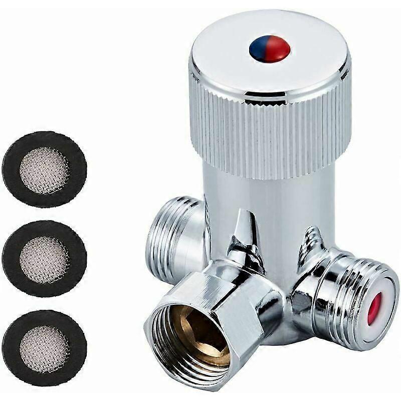 Regulating temperature control thermostatic mixer, with non-return valve (regulating valve), one-piece, silver,