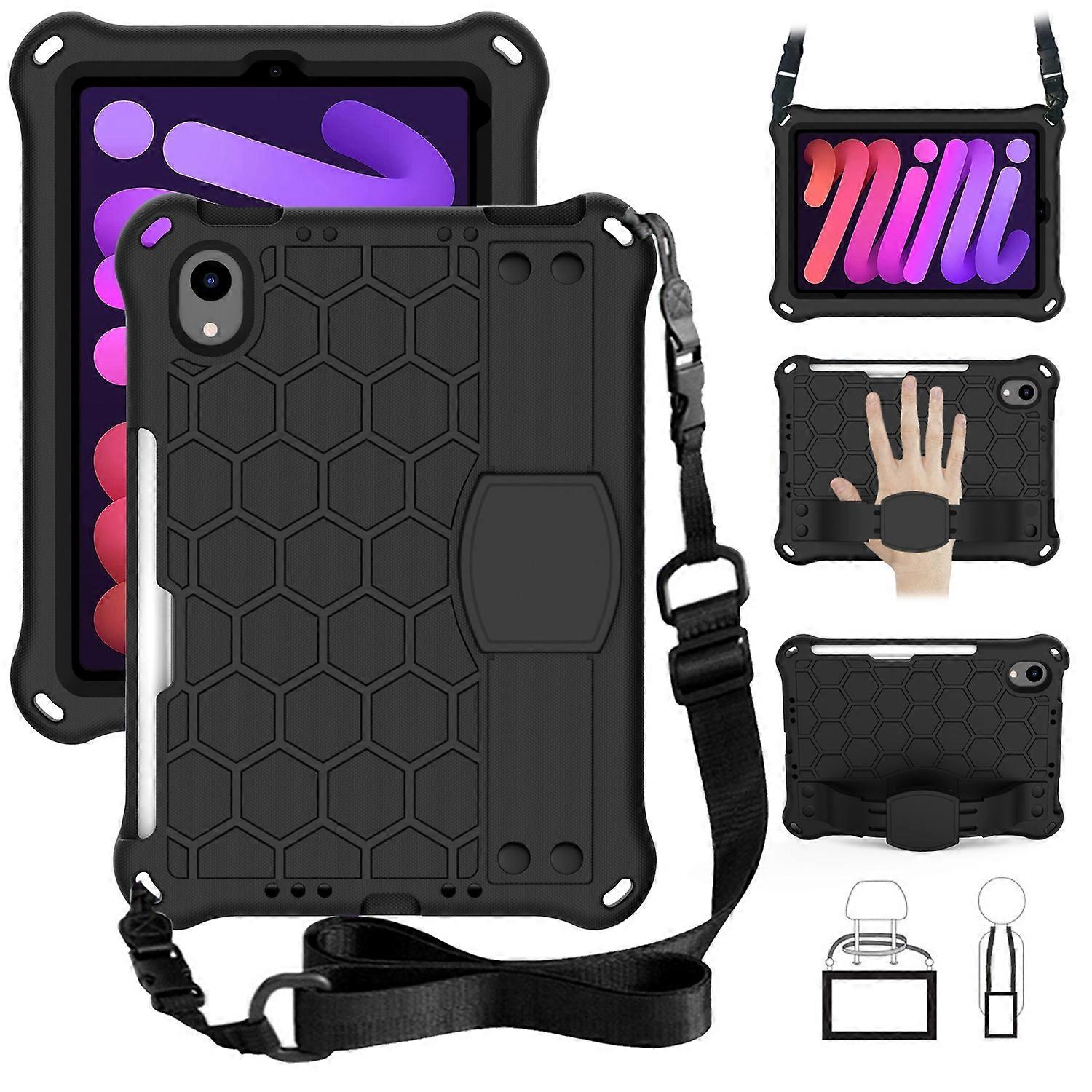 For iPad mini 6 / mini 2024 Honeycomb EVA Hybrid PC Tablet Case with Strap