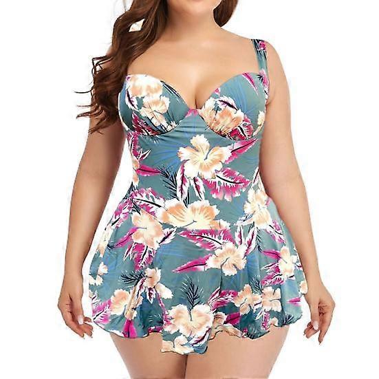 Simple Swimsuit High Waist High Elastic Skin-friendly Ruffle Hem Padded Bathing Suit for Swimming