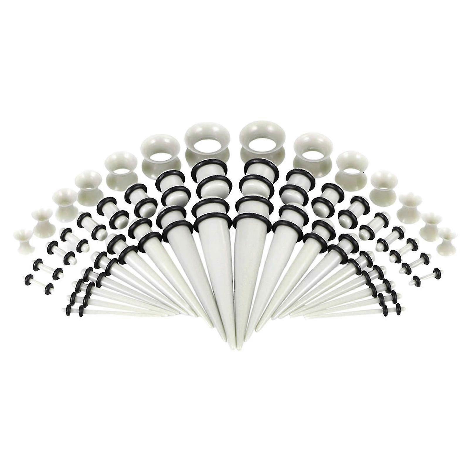 50Pcs Gauges Kit Acrylic Taper Plug Tunnels 14G-00G Gray