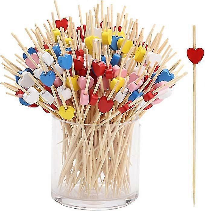 200 قطعة قلب كوكتيل العصي 4.7 "اليدوية القلب Toopicks ساندش الفاكهة Toopicks كوكتيل يختار لوازم الحزب (قلب متعدد الألوان)