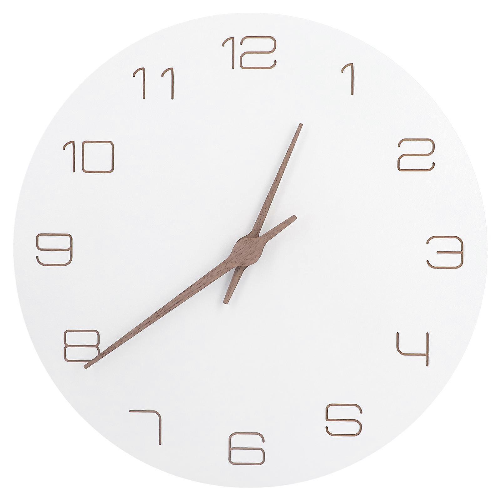 Concise Wall Clock Round Non-Ticking Wooden Wall Clock with Arabic Numerals for Bedroom and Home Decor