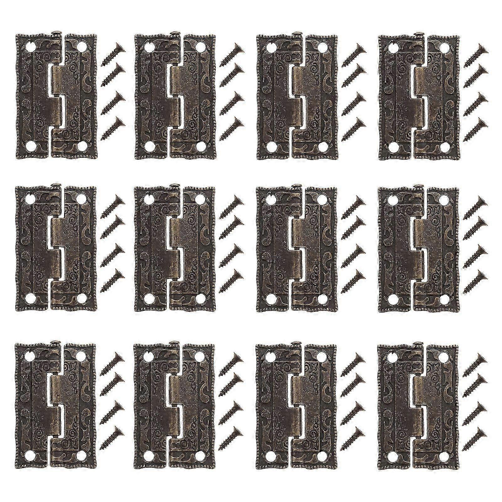 12 सेट प्राचीन बॉक्स टिका जस्ता मिश्र धातु विंटेज टिका चमड़ा सूटकेस बॉक्स टिका