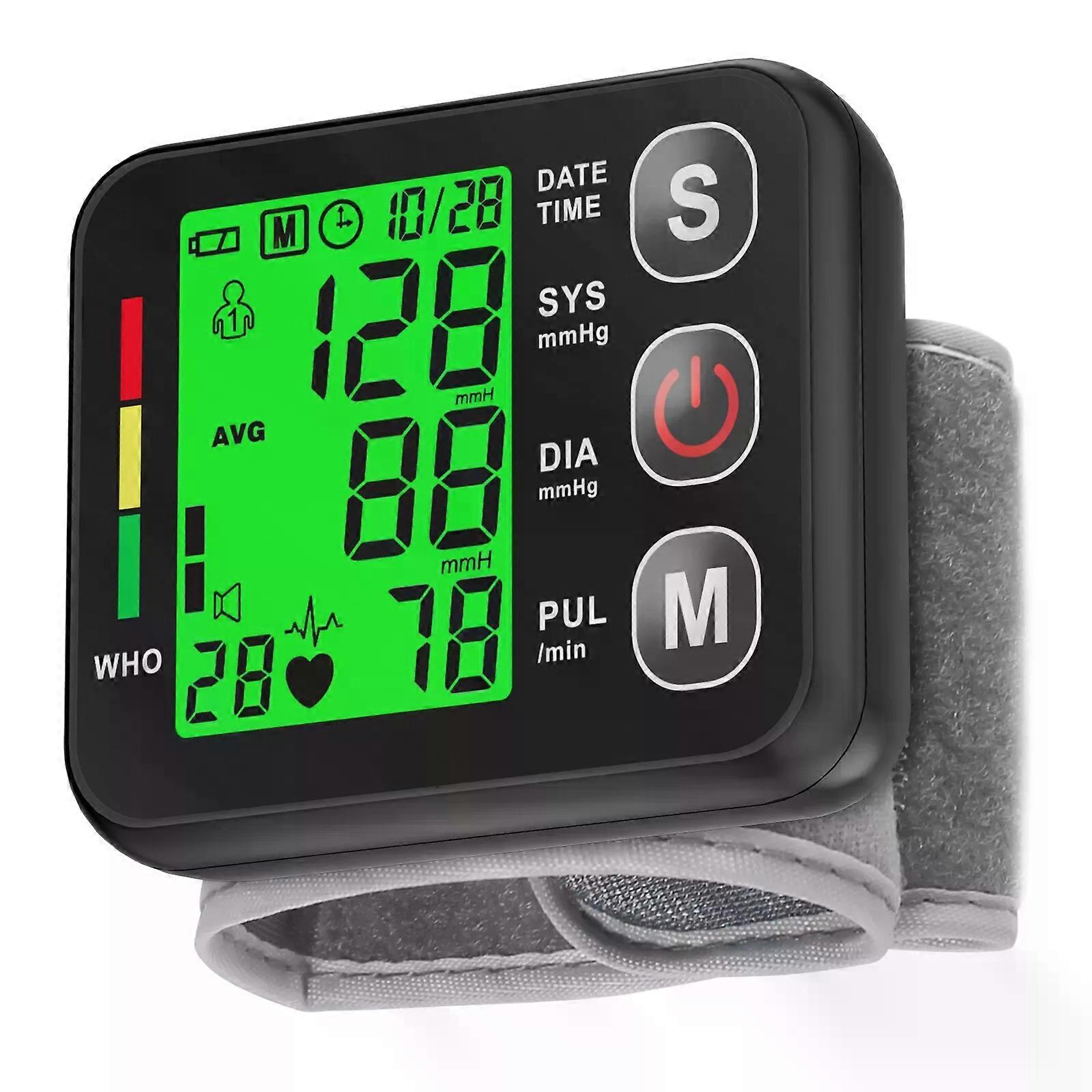 Adjustable Wrist Blood Pressure Monitor, Portable with High Blood Pressure Alerter, Digital Rechargeable for On-the-Go Monitoring, Includes Portable