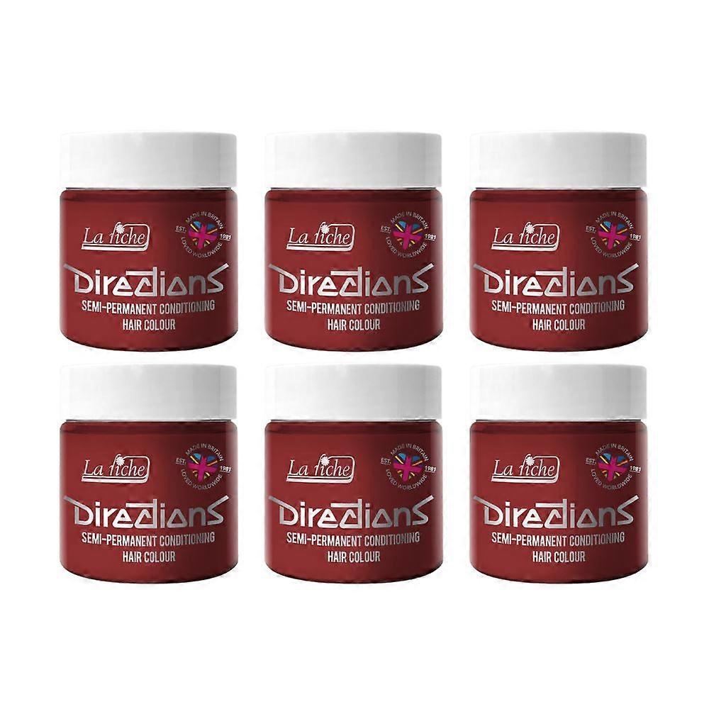 6 x La Riche Directions Półtrwała Farba do Włosów 100ml Tubs - Cynobrowa Czerwień