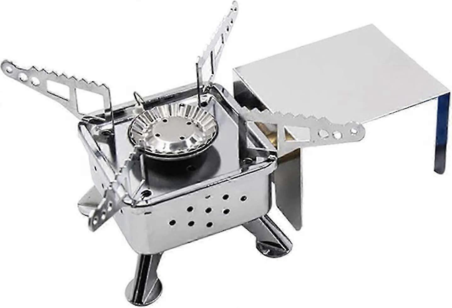 Portable Gas Stove for Camping & Hiking Silver, Stable Support, Easy Operation
