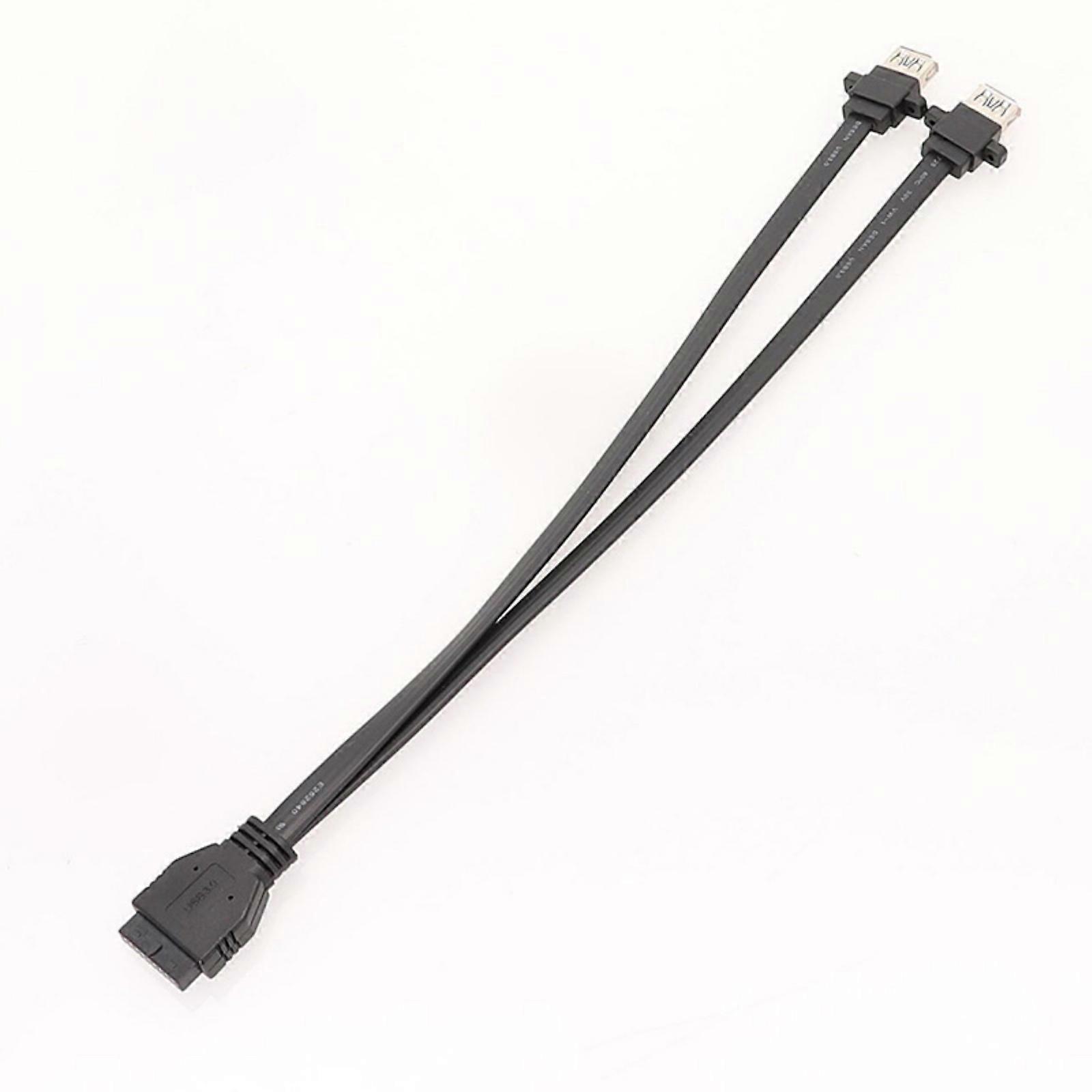 USB3.0 Faceplate Cable USB3.0 Motherboards Cable 19/20 Pin to Double USB Socket for Efficient PC Setups 11.81in/19.69in