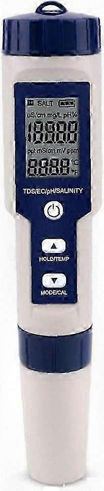 5-in-1 Water Tester: Digital Meter for TDS, EC, pH, Salinity & Temperature Monitoring (94 chars)