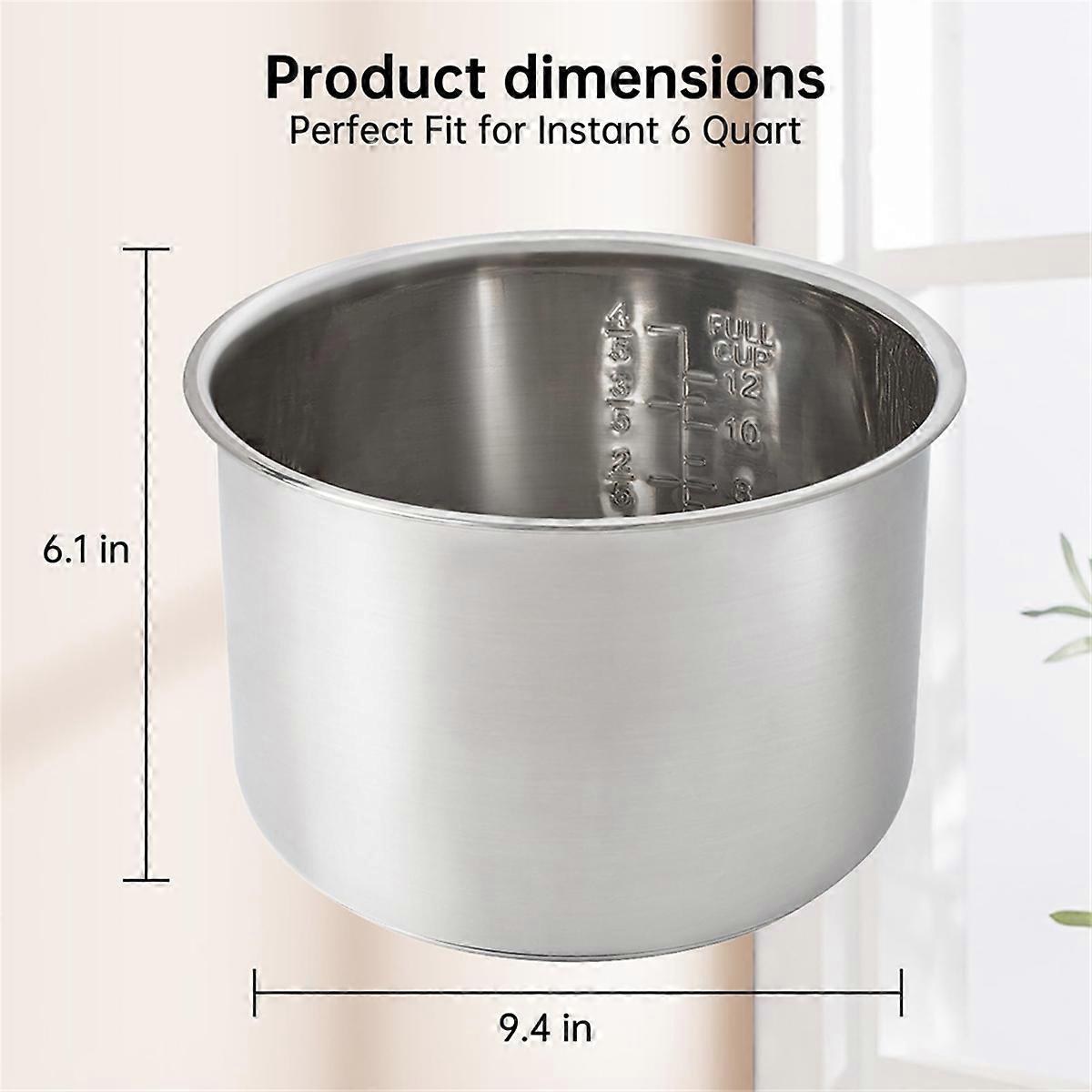 Stainless Steel Inner Pot for Instant 6-Quart Rice Cooker