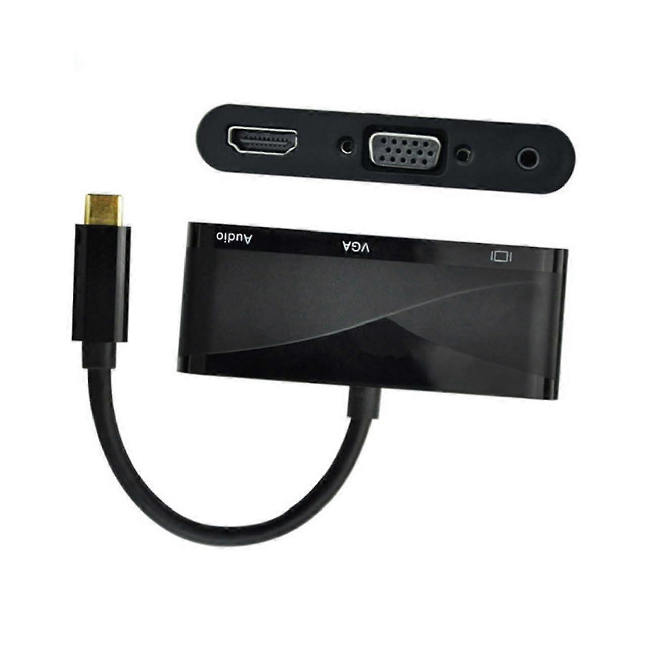 USB 3.1 Type c to Adapter 4kx2k Converter with 3.5mm Audio Compact Design Heat Conductivity for Pc Black