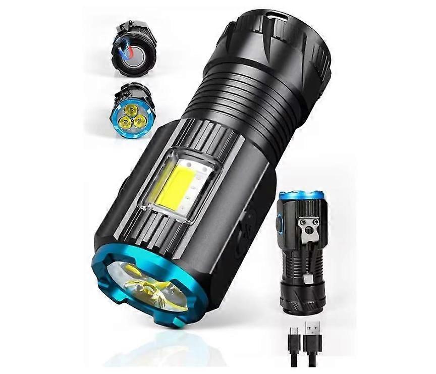 Small Flashlight, 1200 High Lumens, USB Rechargeable Compact LED Flashlight with Clip, Mini Pocket EDC Flashlight with Unique Tail Design(Black)
