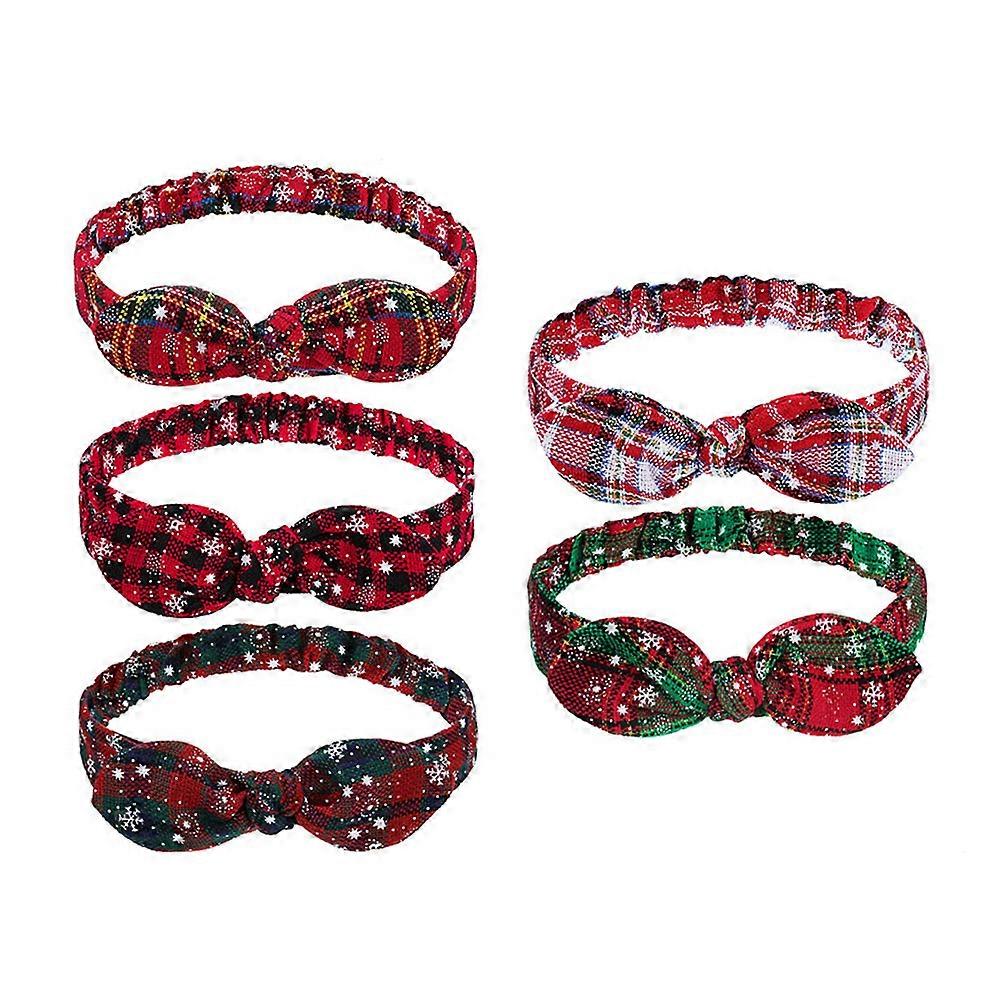 Plaid Knotted Headband Snowflake Design Festive