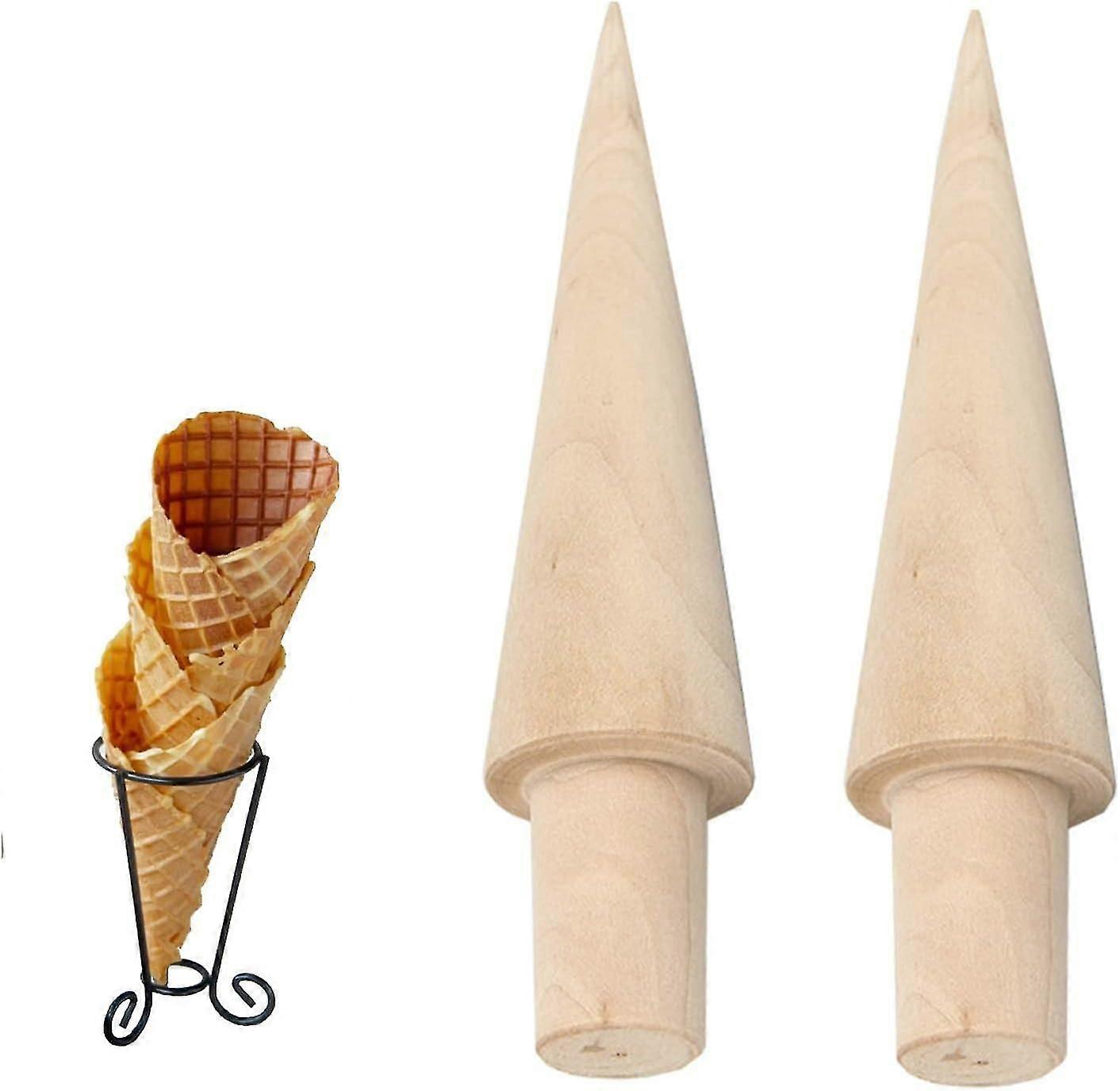 2 Pieces Wooden Cone Mold18*4cm, Homemade Waffle Cone Roll, Waffle Roll Mold, Suitable For Making Diy Waffles And Ice Cream Cones