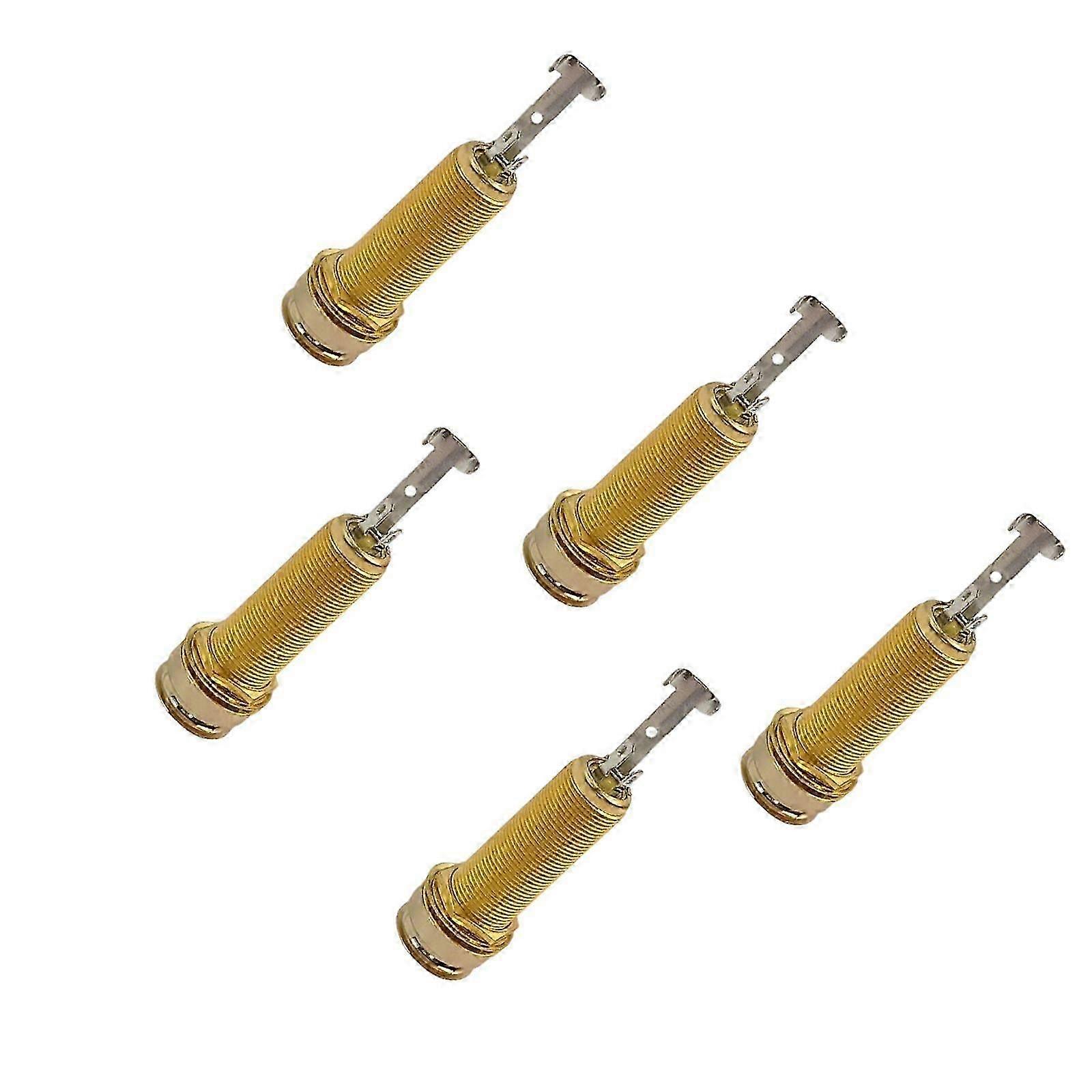 5pcs Electric Guitar Bass 6.35mm Socket Long Threaded Socket Cylinder Input Output Plug Sockets Guitar Accessories Silver