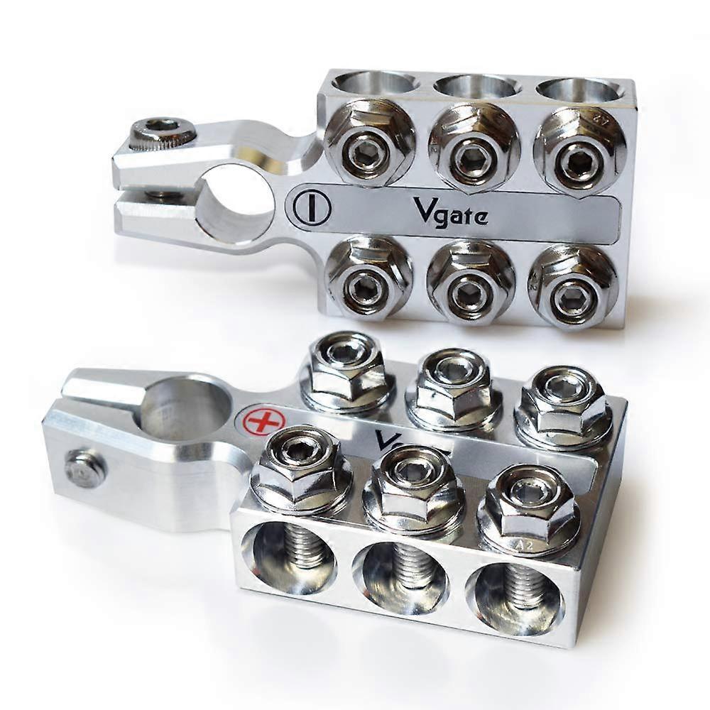 Lead Acid Battery Terminal Clamps 8AWG to 4/0 Gauge, 12-Way Connectors for SAE/DIN/EN Top Post, Positive and Negative Pair