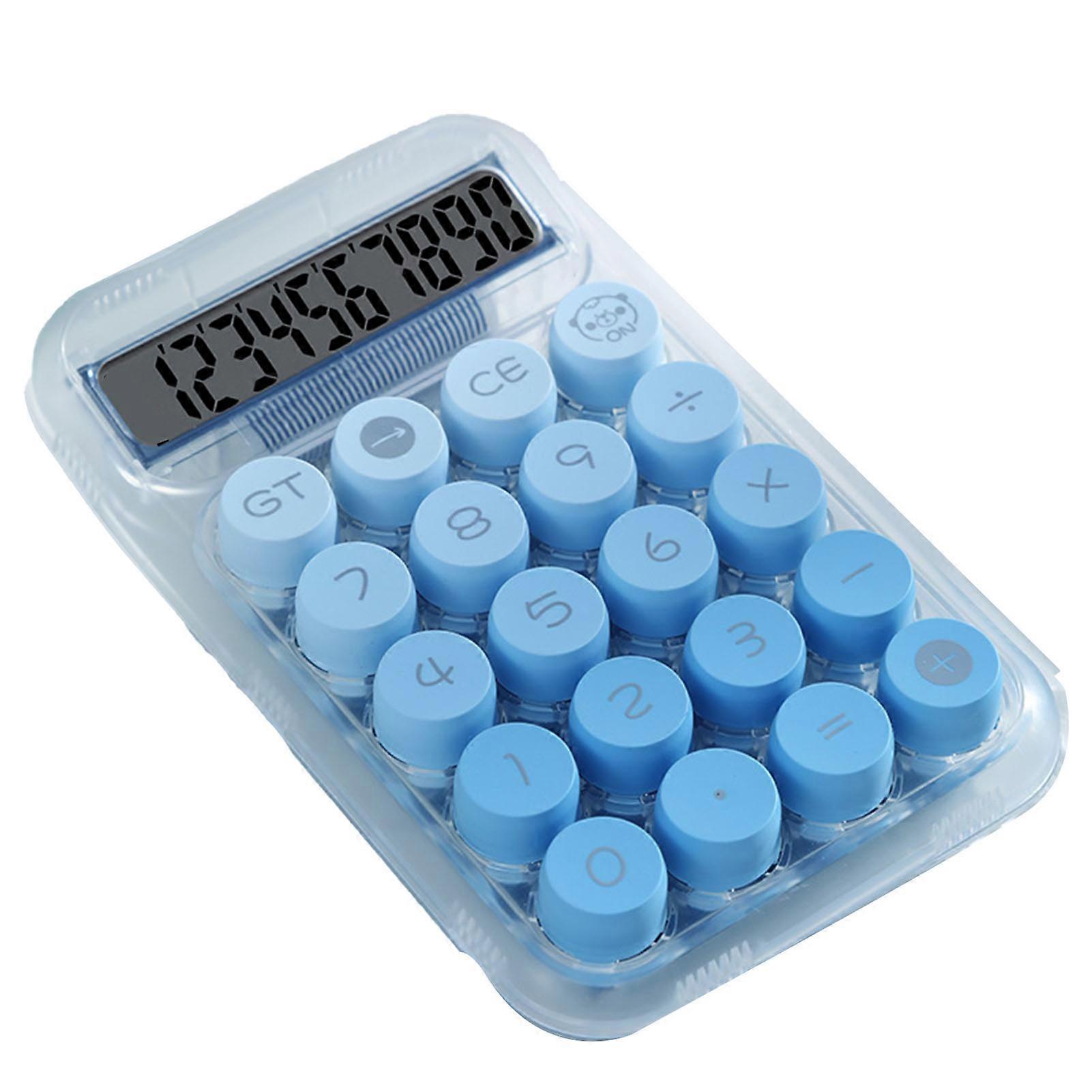 Cute Desktop Calculator Mechanical Clear Digital Display Simple Basic Desk Calculators for Business Office Supplies Blue