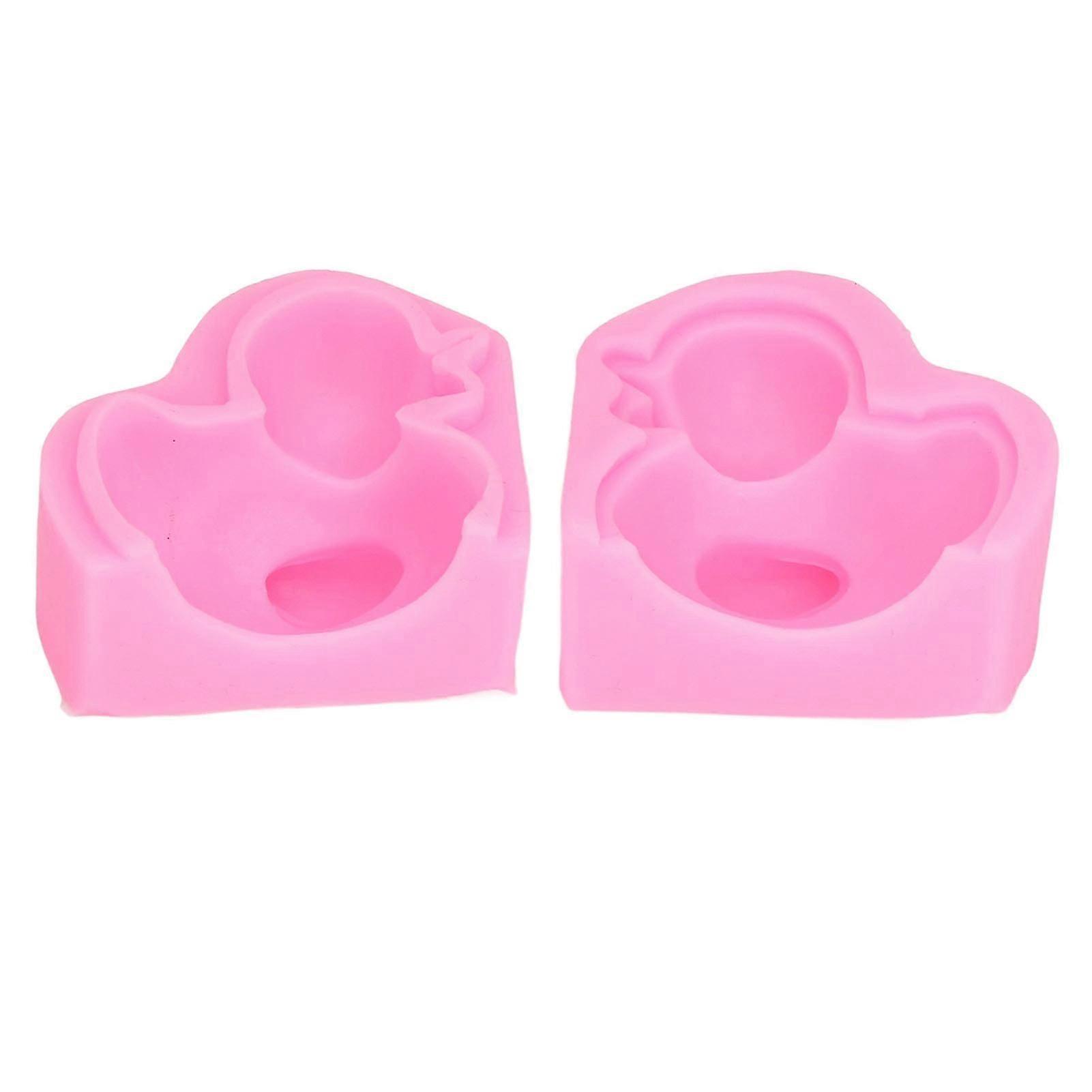 2pcs Fondant Molds Pink Duck Shape Reliable Durable Decorative Flexible Soft Washable Handicraft Accessories for Cake